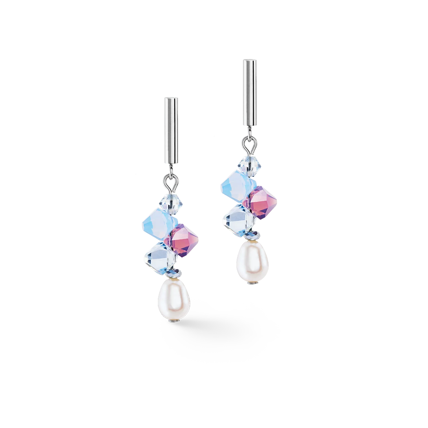 Earrings Dancing Crystals & Pearls lilac-blue - Image 2