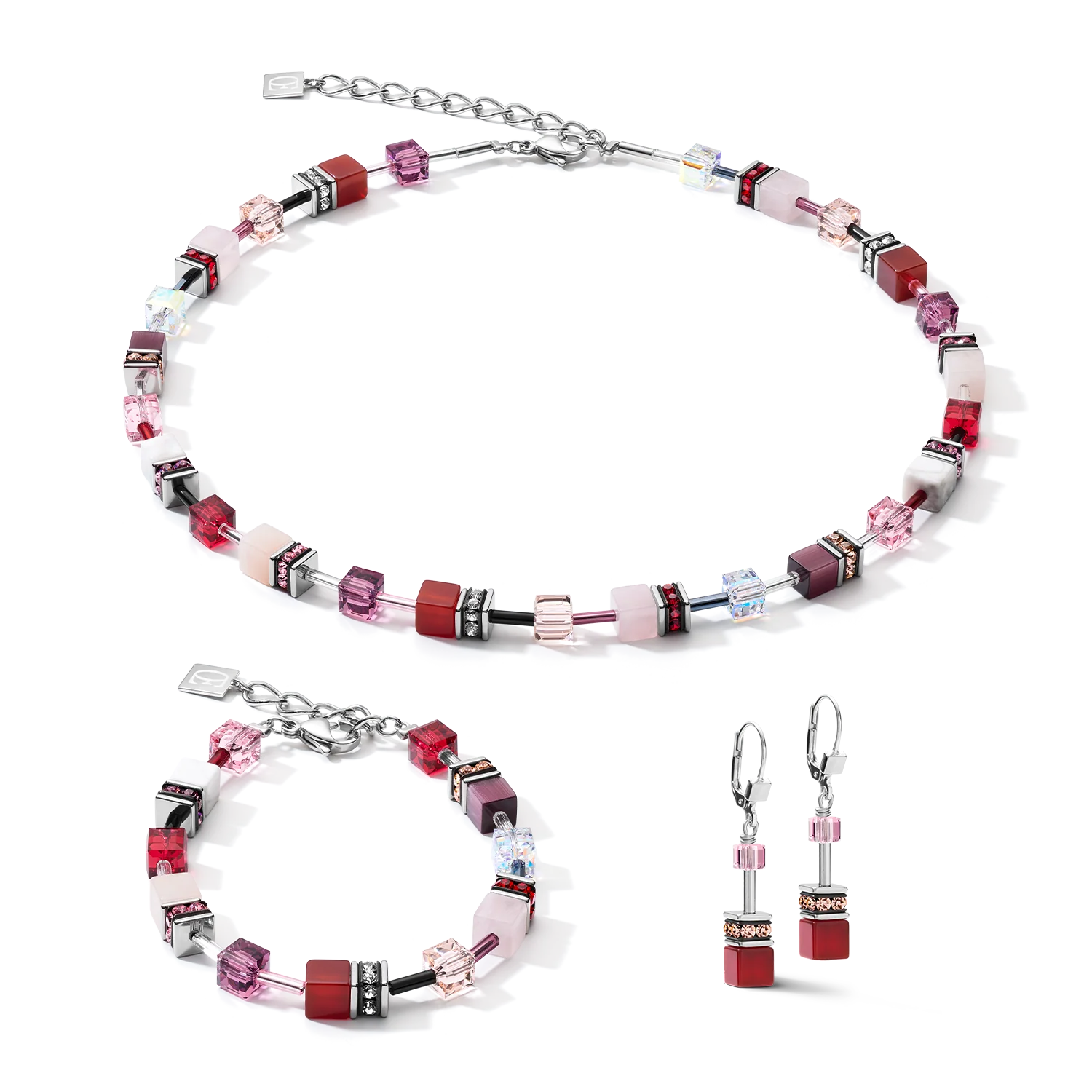 Earrings GeoCUBE® Crystals & Gemstones red-purple - Image 3