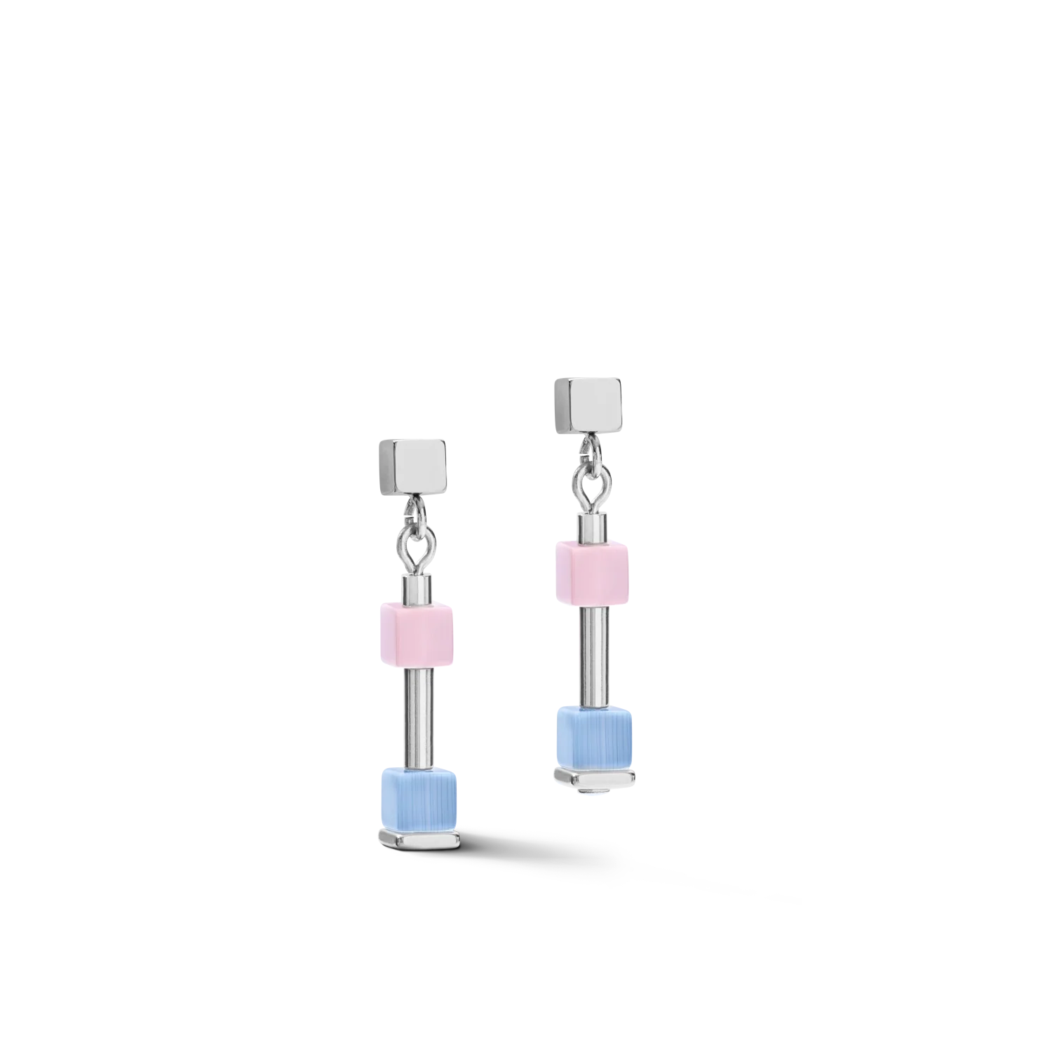 Earrings GeoCUBE® fine pastel blue-rose