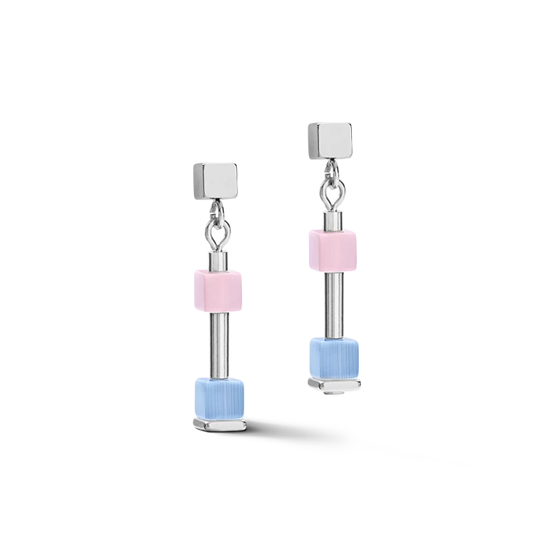 Earrings GeoCUBE® fine pastel blue-rose - Image 2