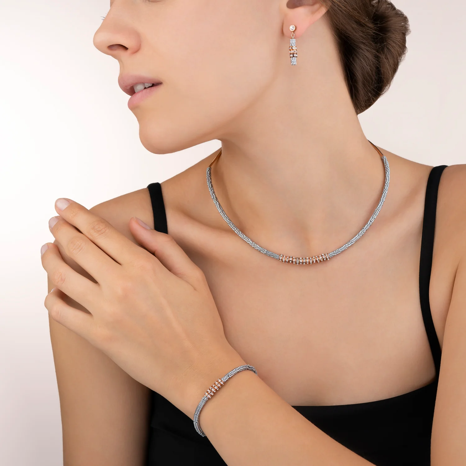 Earrings Haematite & rhinestone crystal - Image 4