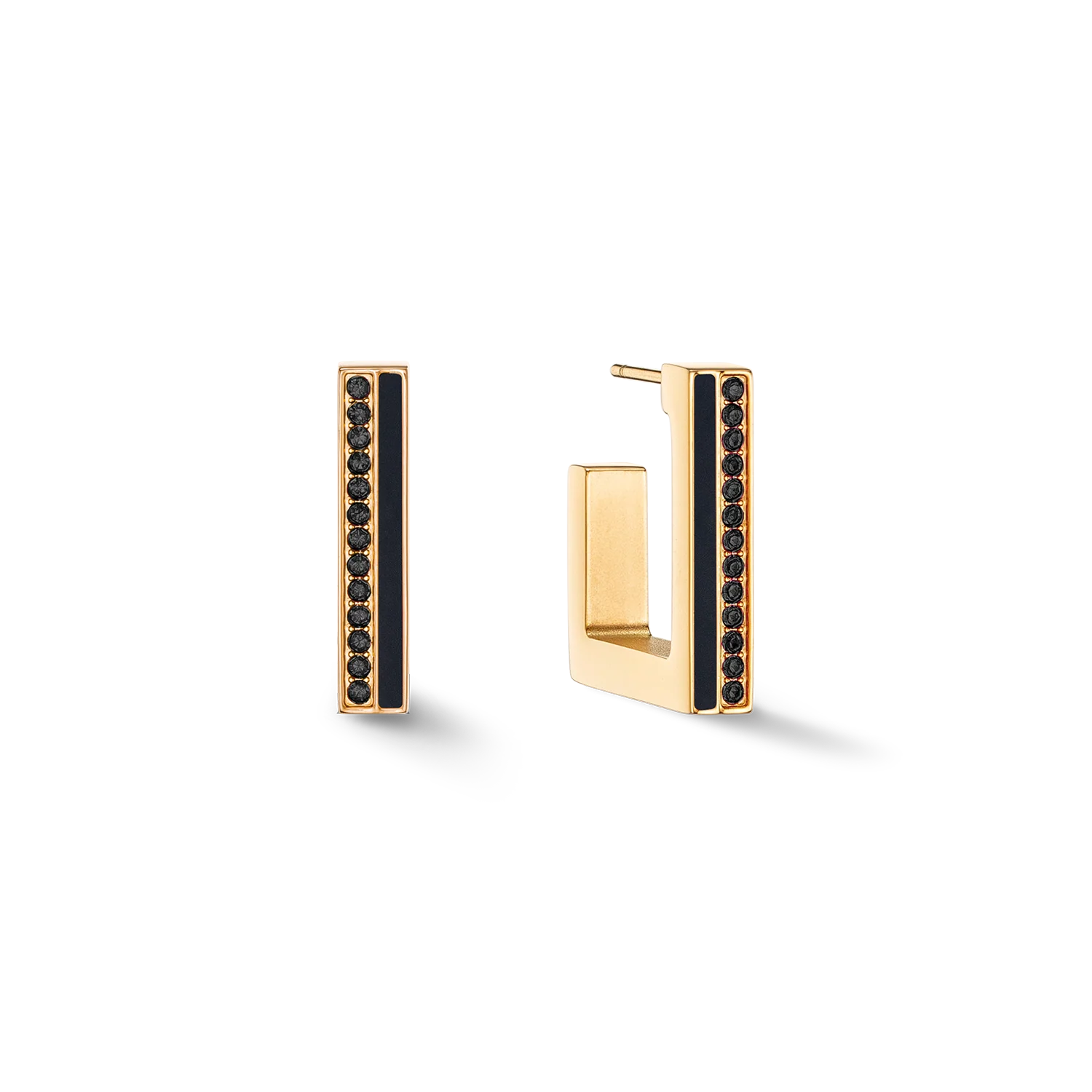 Earrings Hoops Square Stripes 20 gold-black