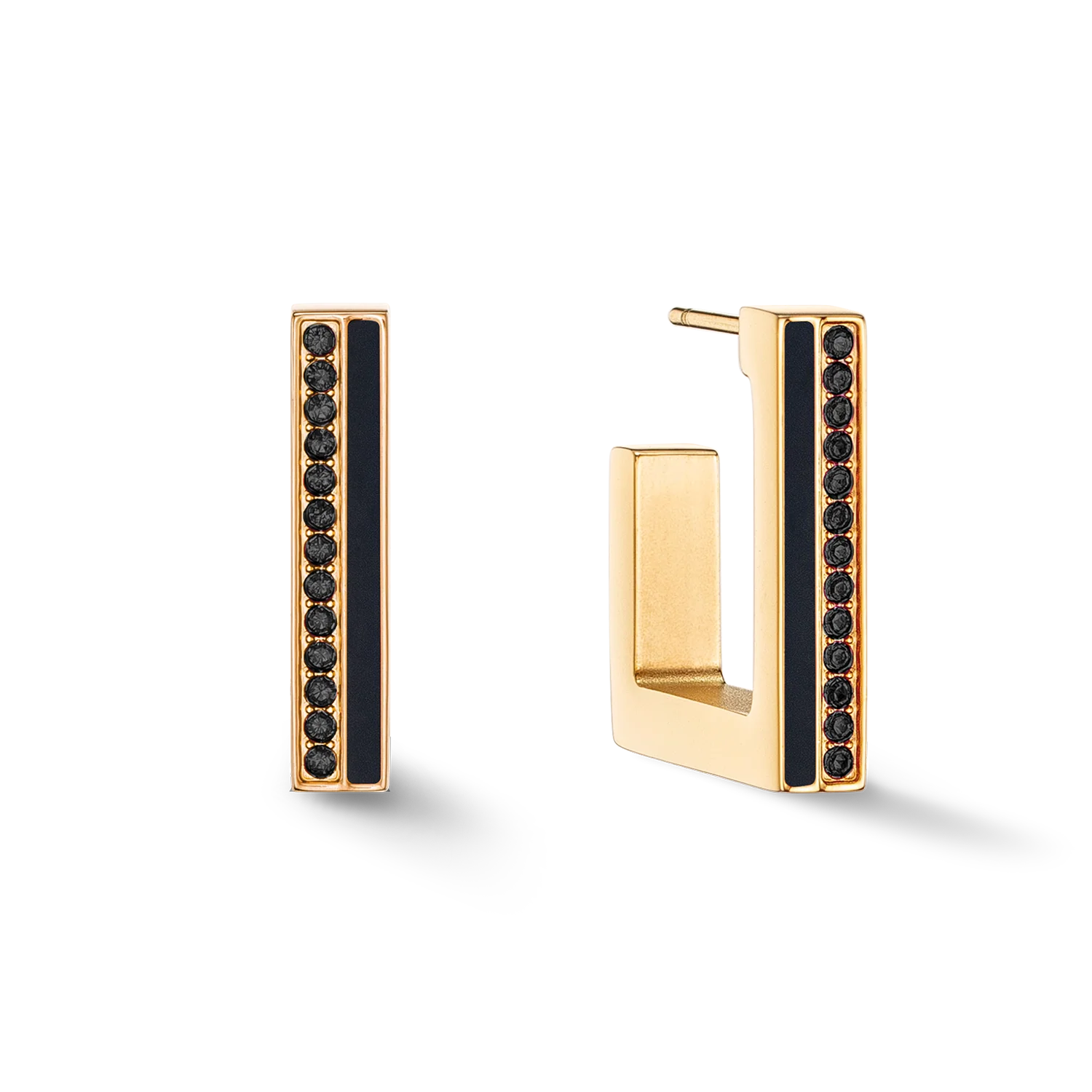Earrings Hoops Square Stripes 20 gold-black - Image 2
