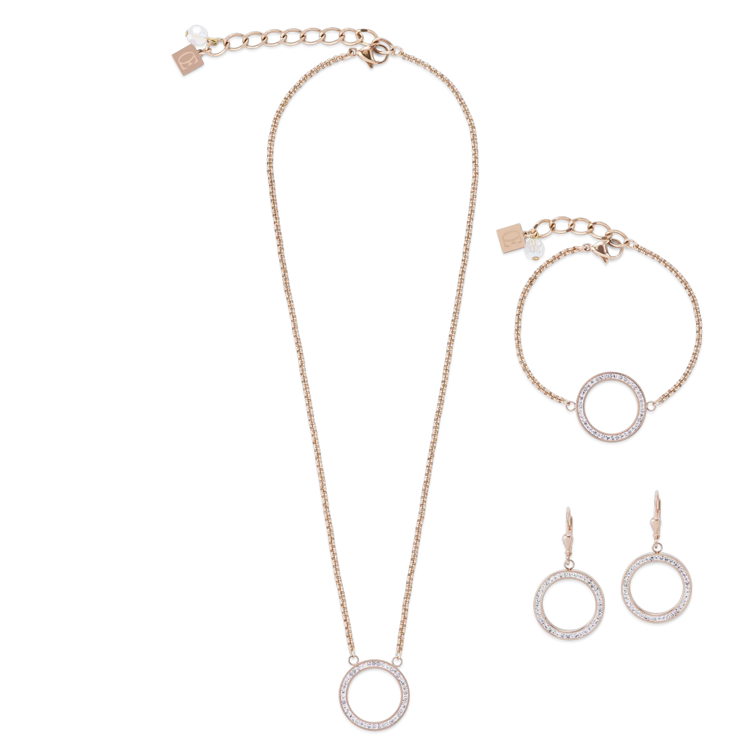 Earrings Ring Crystals pavé & stainless steel rose gold & crystal - Image 3