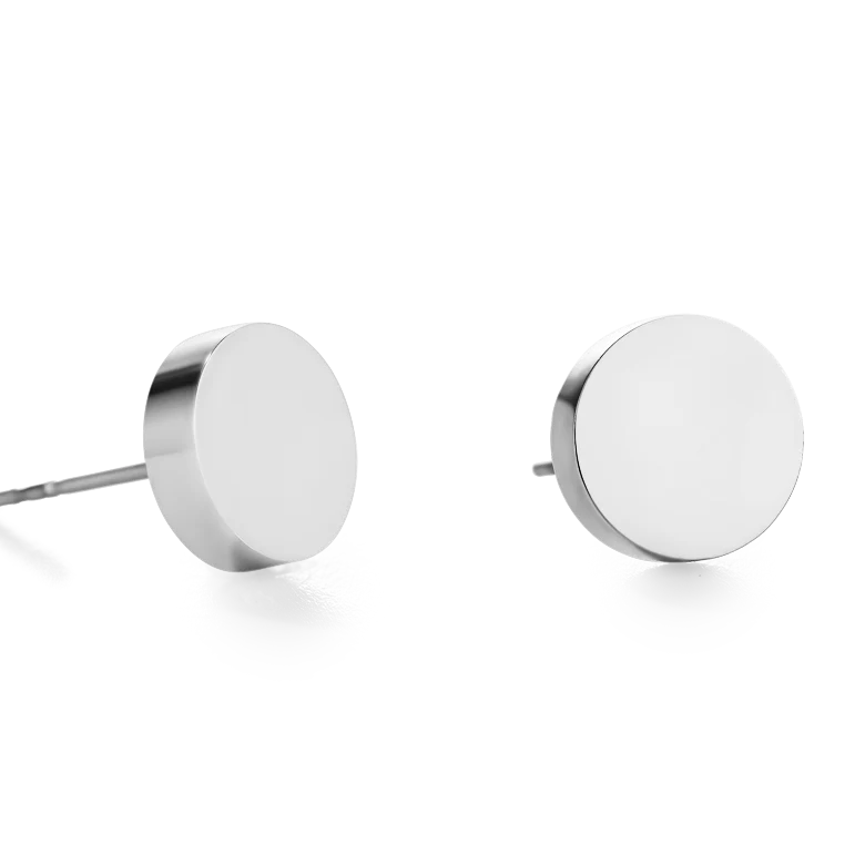 Earrings Round stainless steel silver - Image 2