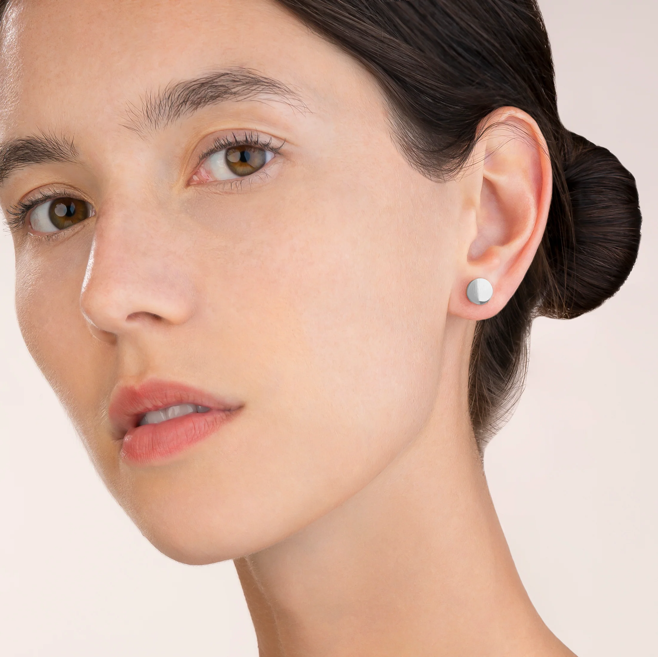 Earrings Round stainless steel silver - Image 3