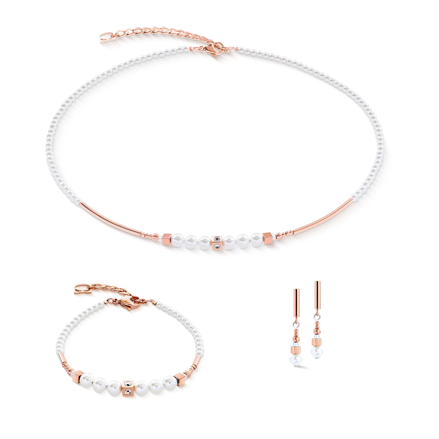 Earrings Shimmering Princess Pearls rose gold-white - Image 3