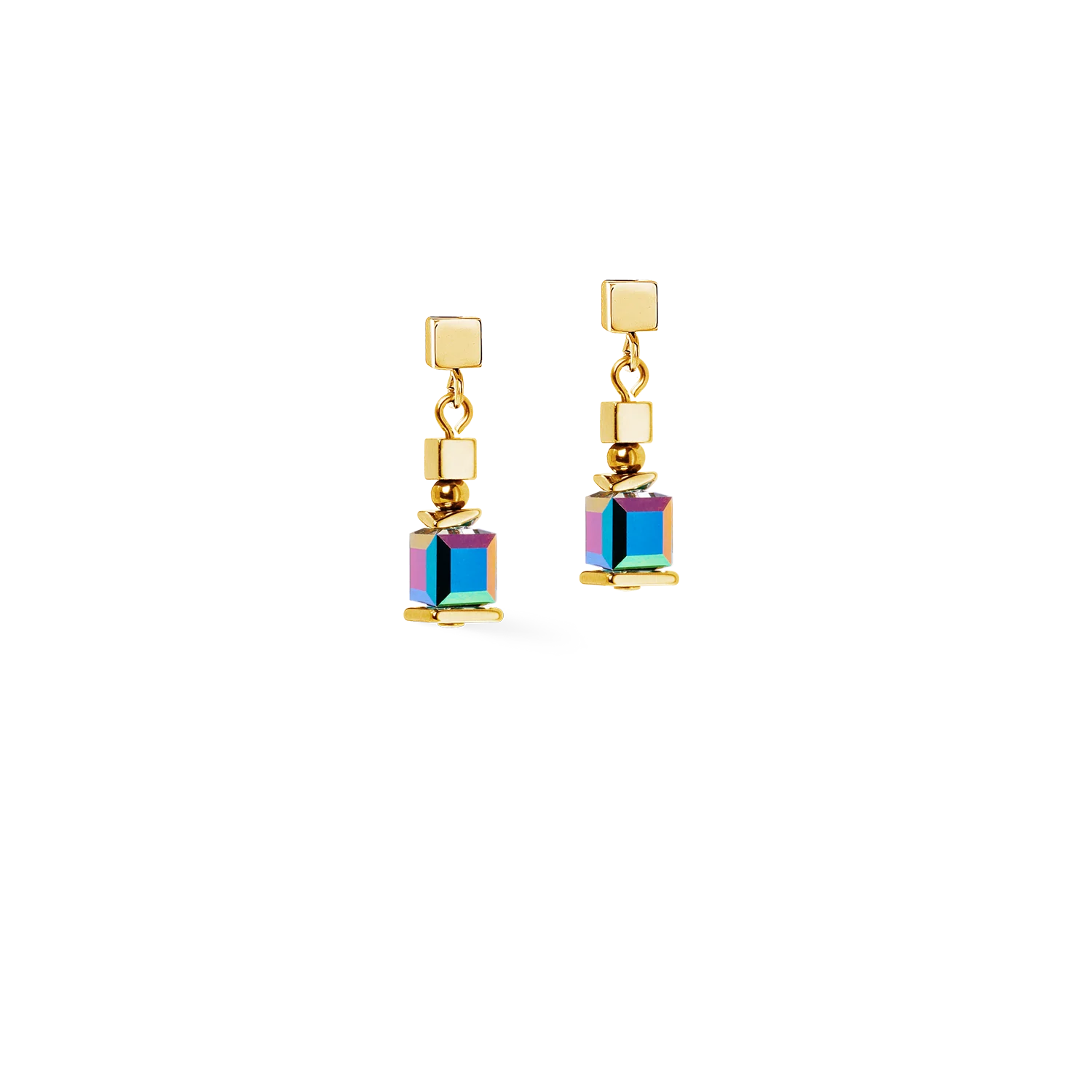 Earrings Sparkling Cubes Fusion Chain gold-multicolour