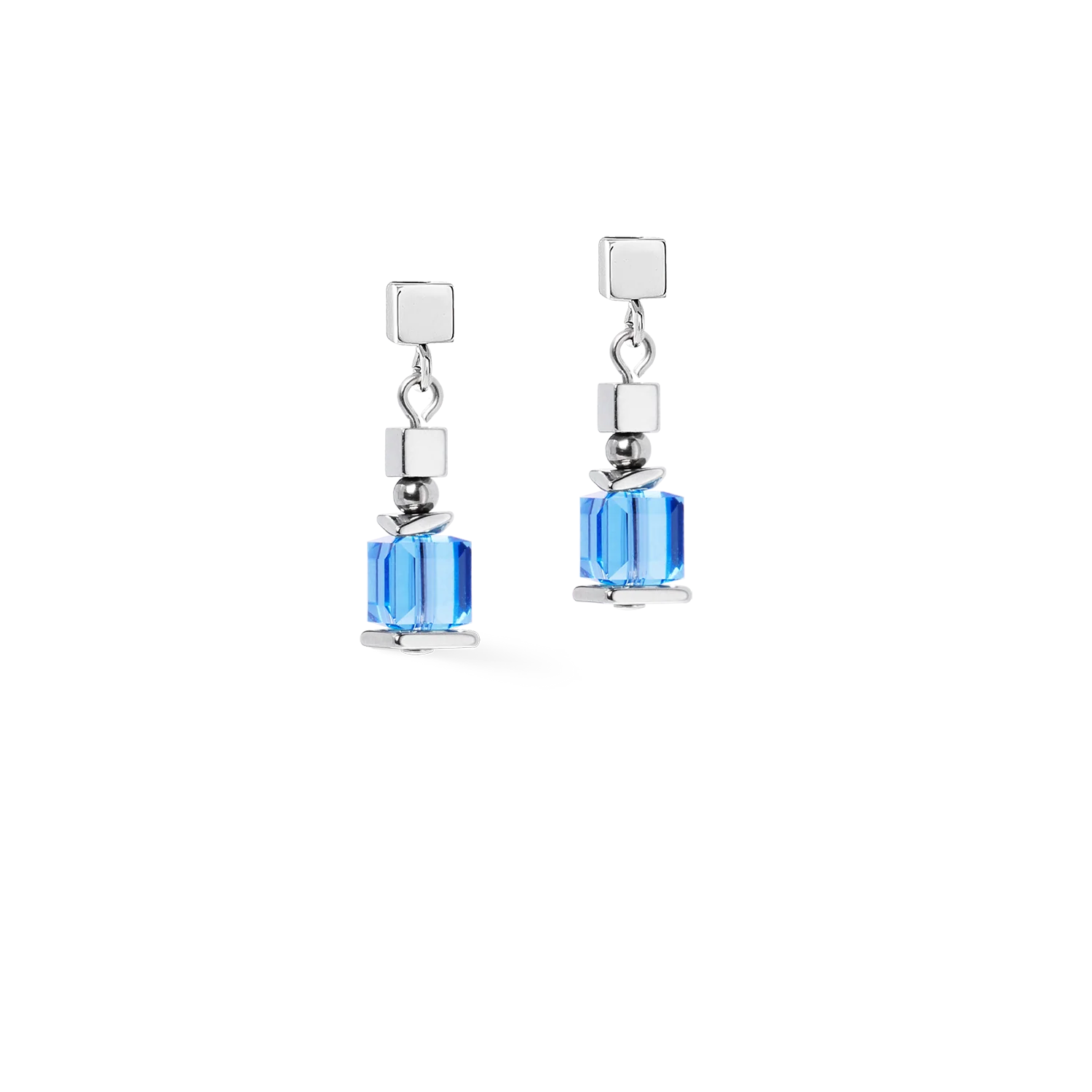 Earrings Sparkling Cubes Fusion Chain silver-blue - Image 2