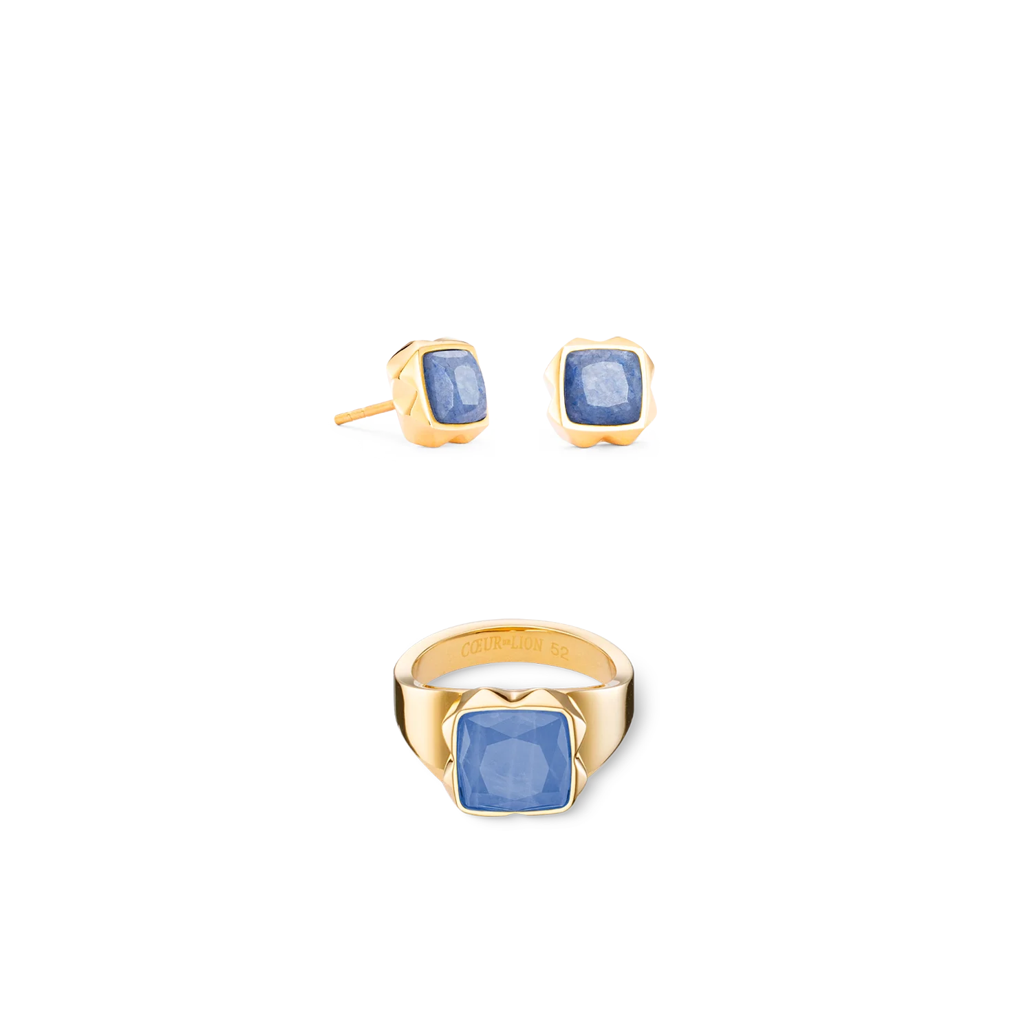 Earrings Spikes Square Aventurine gold-blue - Image 3