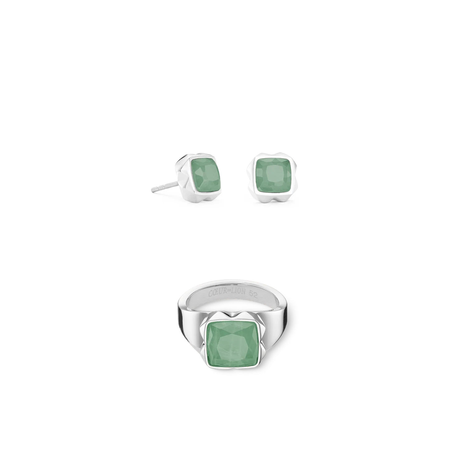 Earrings Spikes Square Aventurine silver-green - Image 3