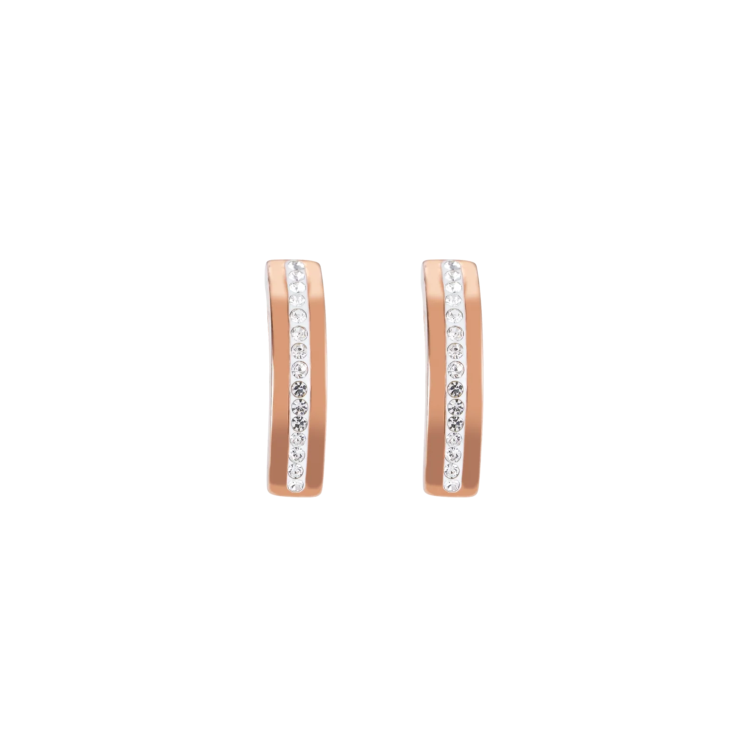 Earrings stainless steel rose gold & crystals pavé strip crystal