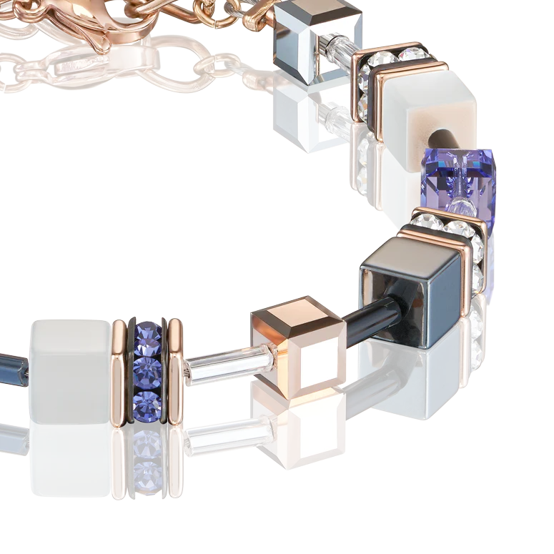 GeoCUBE® Bracelet rose gold, white & purple - Image 2