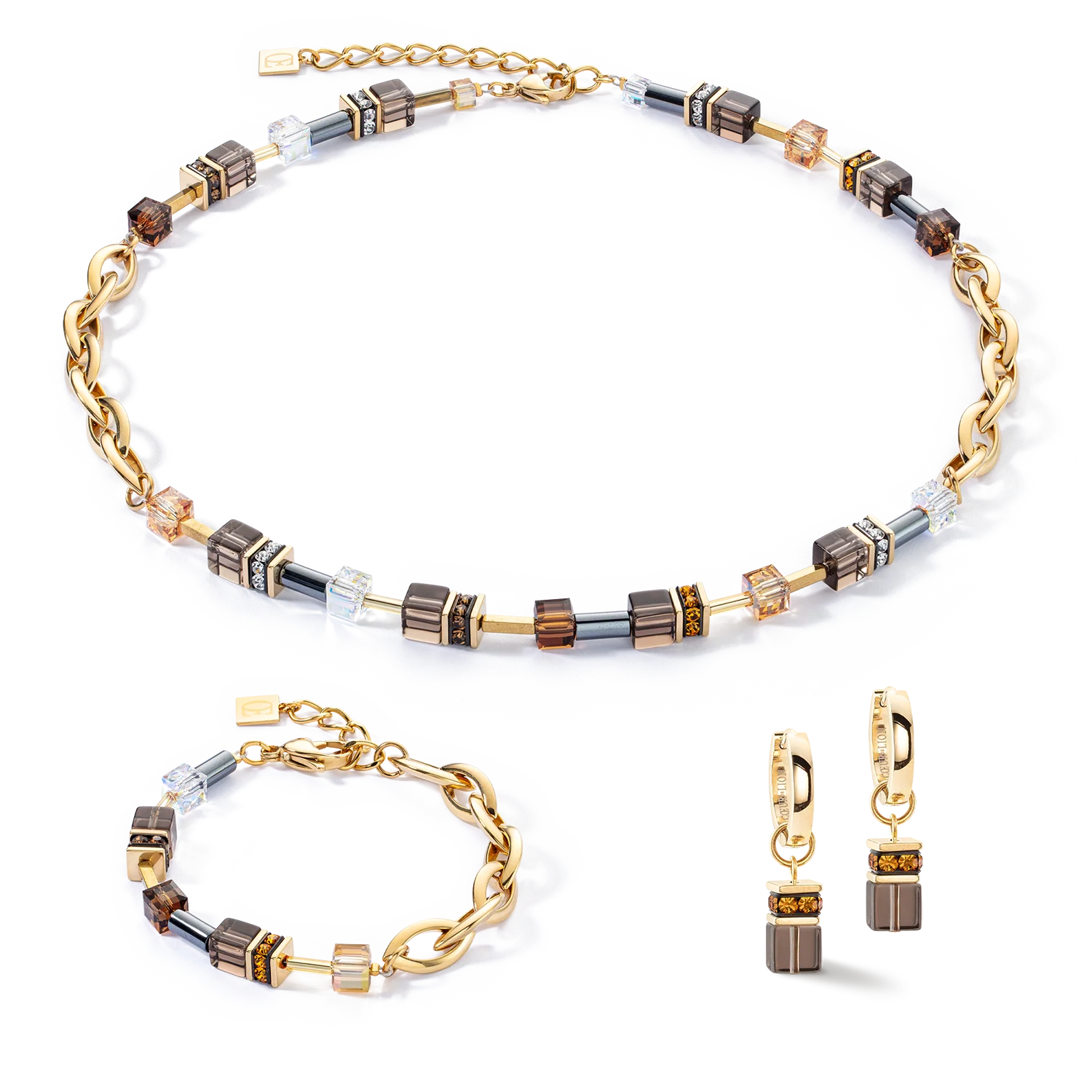 GeoCUBE® Chunky Chain bracelet gold-brown - Image 3