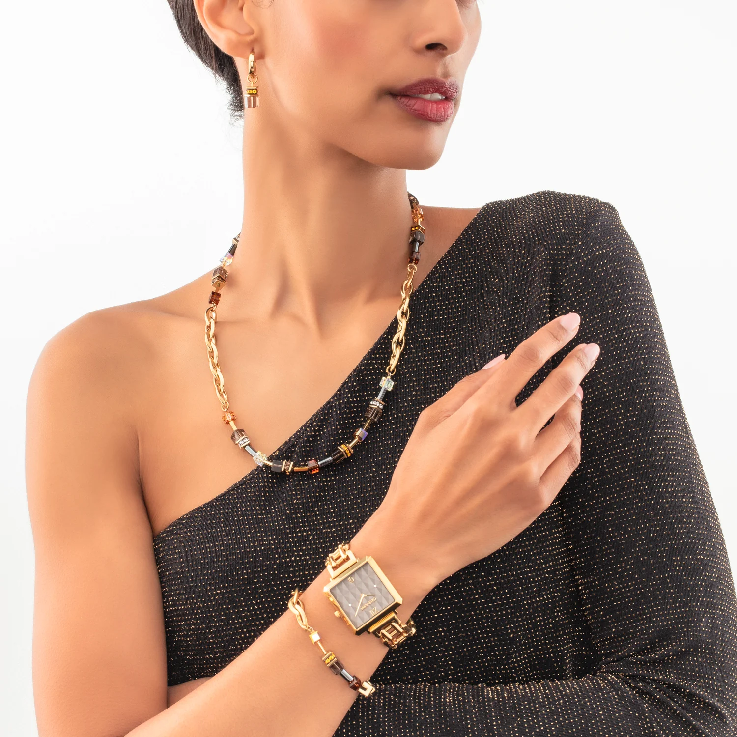 GeoCUBE® Chunky Chain bracelet gold-brown - Image 4