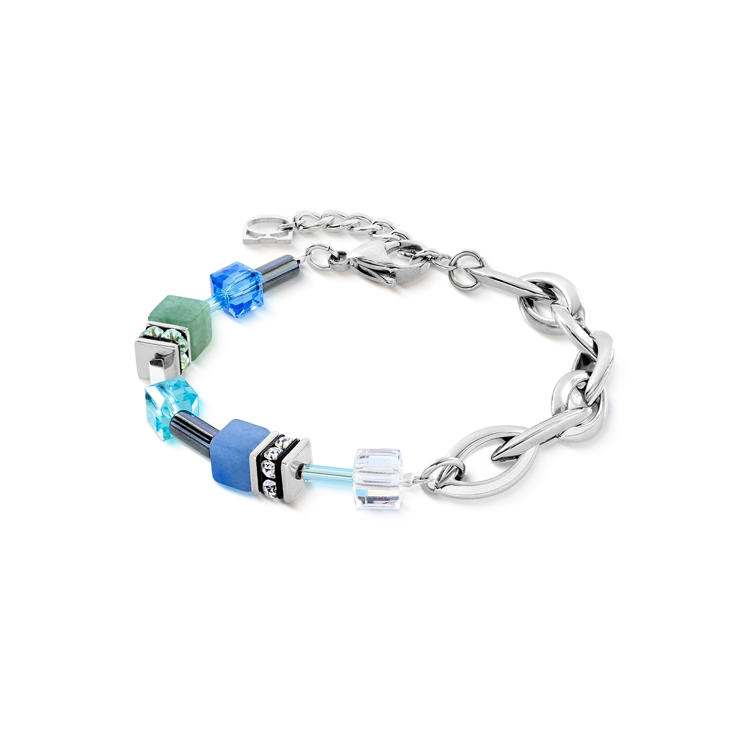 GeoCUBE® Chunky Chain bracelet silver-blue