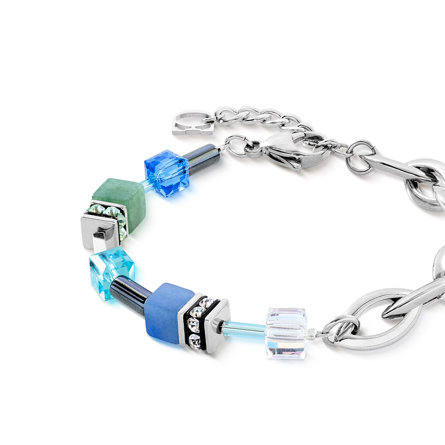 GeoCUBE® Chunky Chain bracelet silver-blue - Image 2