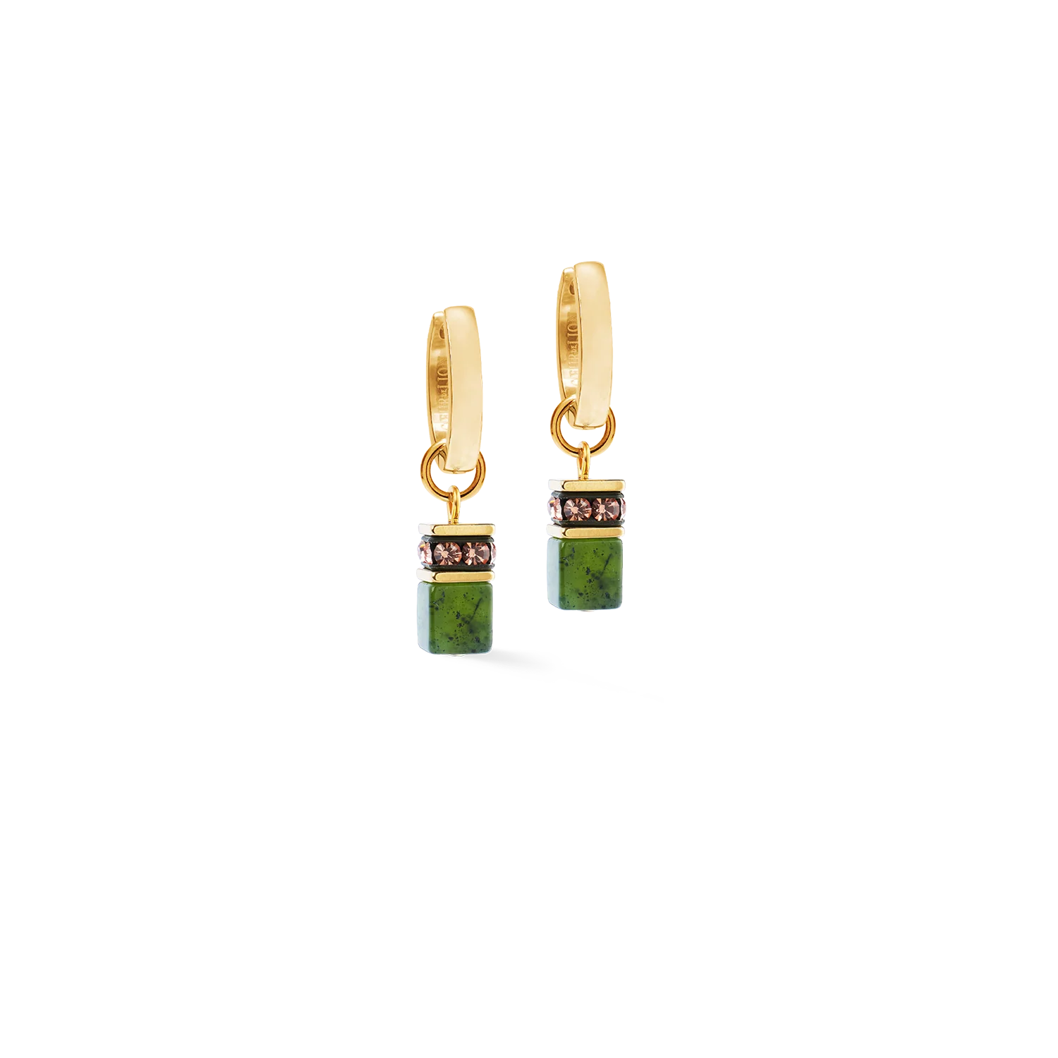 GeoCUBE® Chunky Chain hoop earrings gold-green
