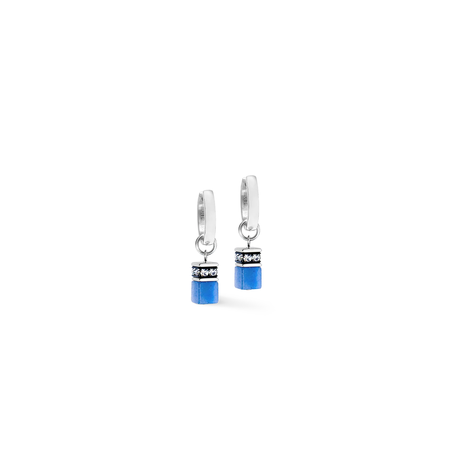 GeoCUBE® Chunky Chain hoop earrings silver-blue