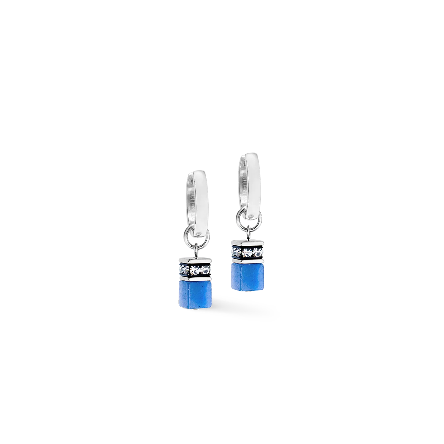GeoCUBE® Chunky Chain hoop earrings silver-blue - Image 2