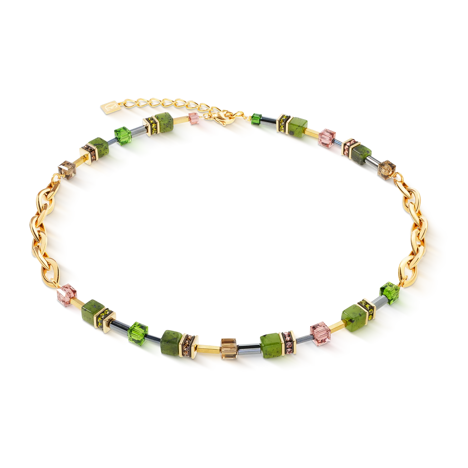GeoCUBE® Chunky Chain necklace gold-green