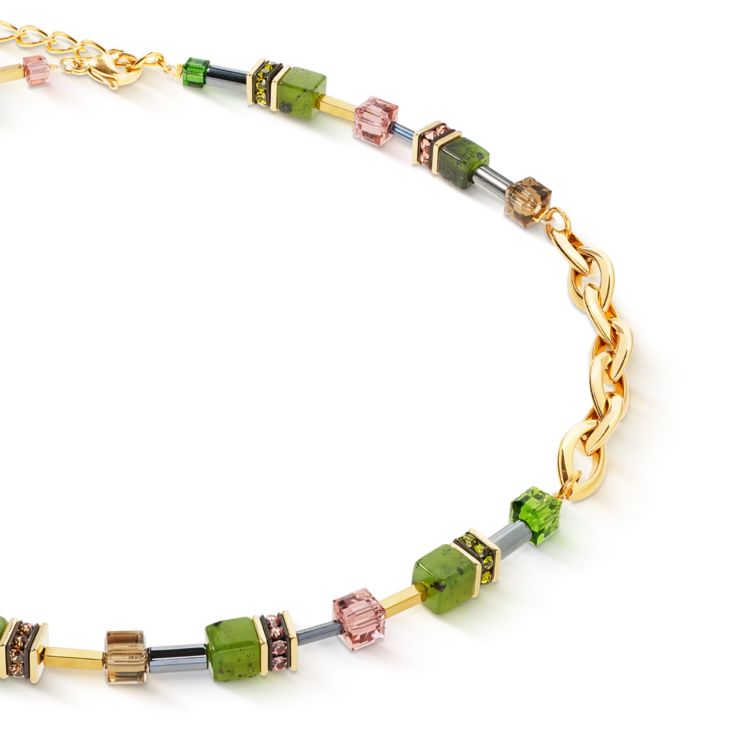 GeoCUBE® Chunky Chain necklace gold-green - Image 2