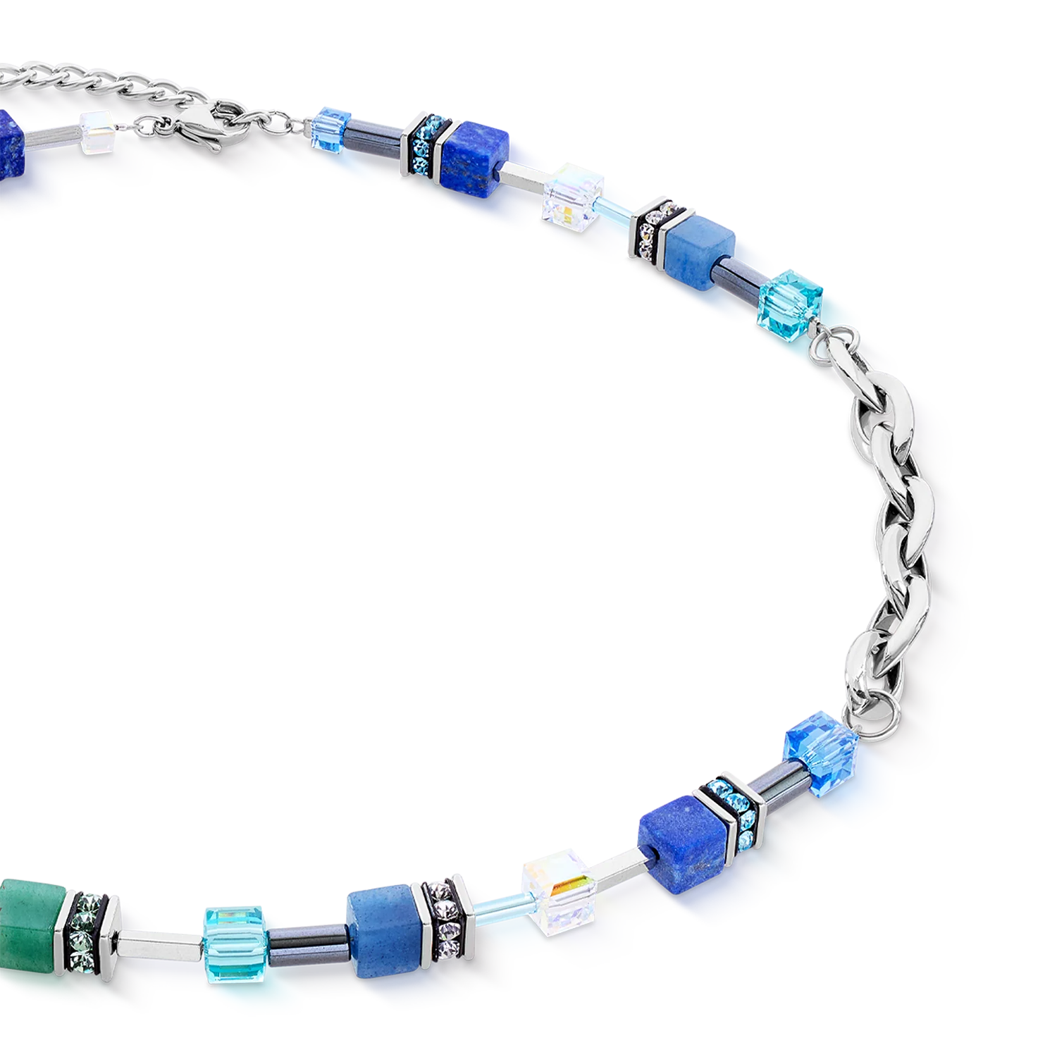 GeoCUBE® Chunky Chain necklace silver-blue - Image 2