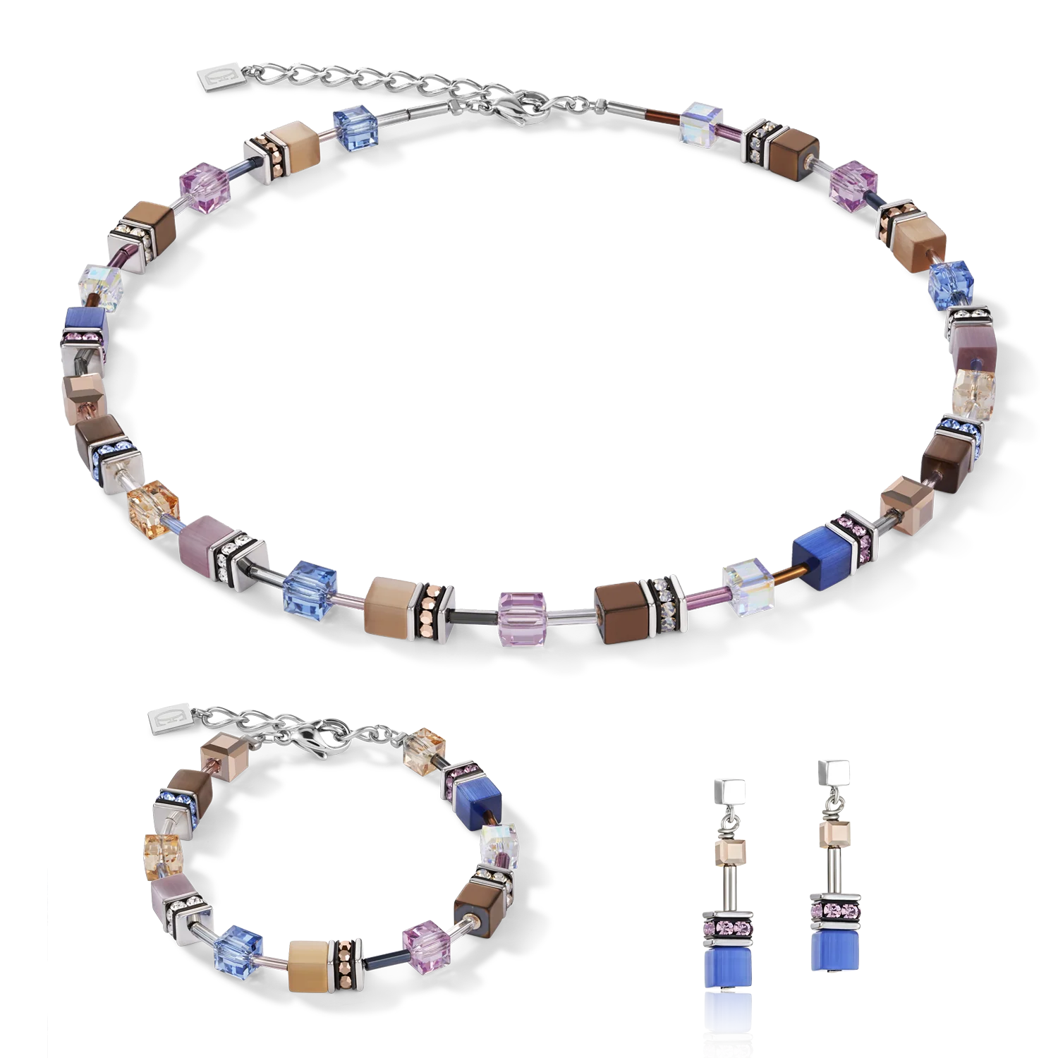 GeoCUBE® Earrings blue-brown-lilac - Image 3