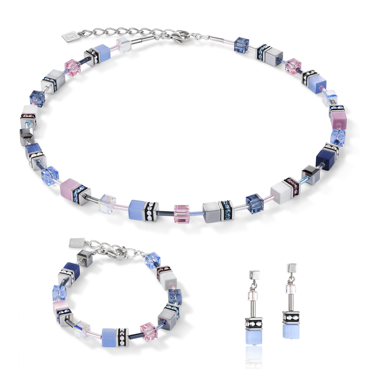 GeoCUBE® Earrings blue-rose - Image 3