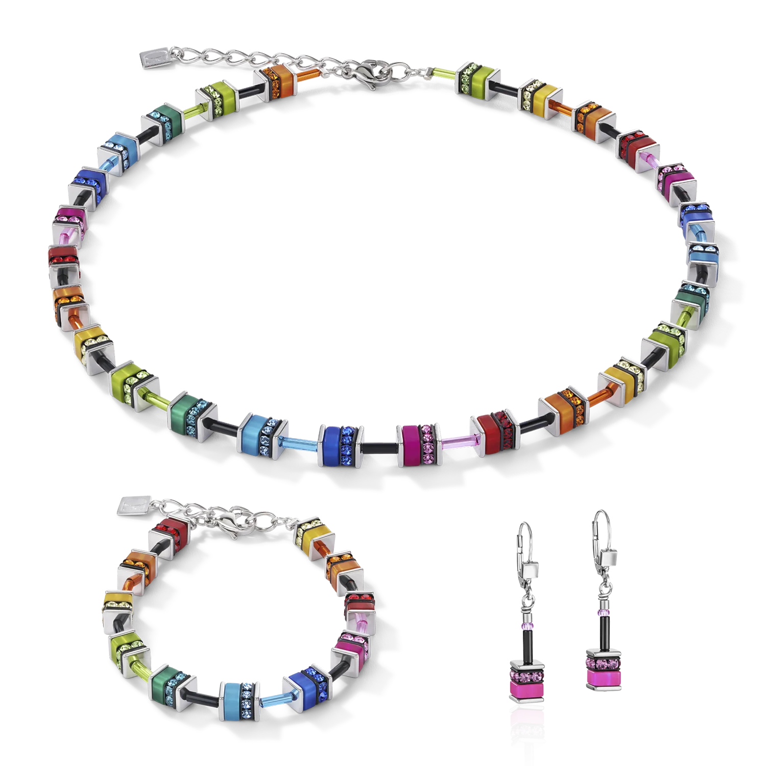GeoCUBE® Earrings classic polaris & rhinestone multicolour - Image 3