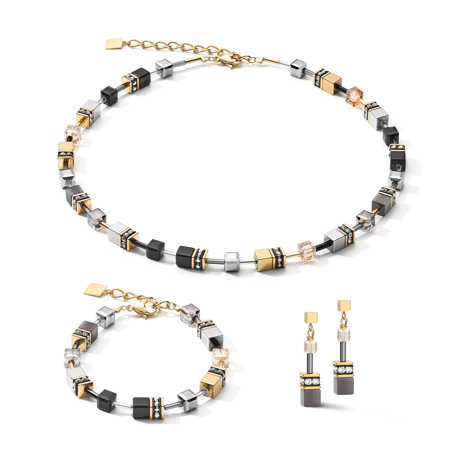 GEOCUBE® Earrings grey-gold - Image 3