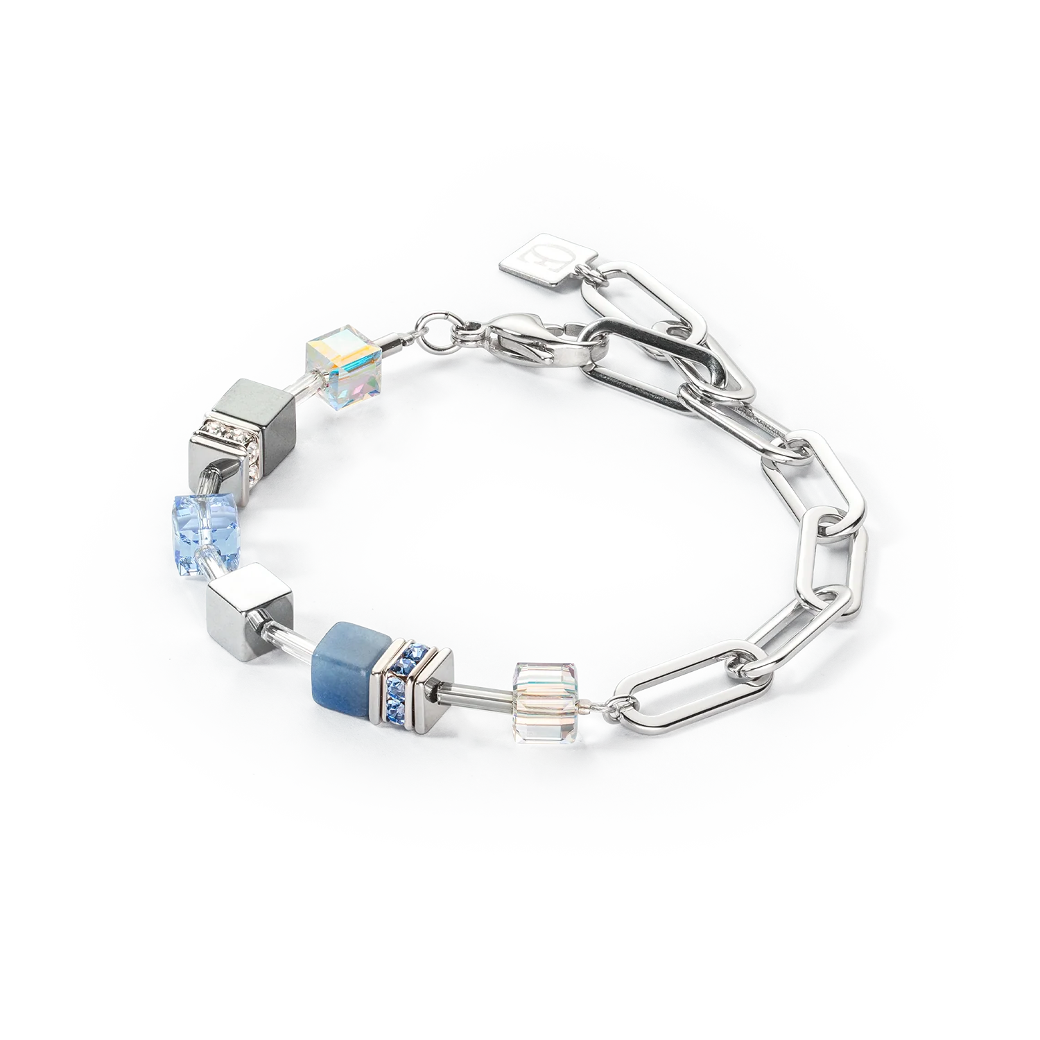 GeoCUBE® Fusion Chain bracelet silver blue