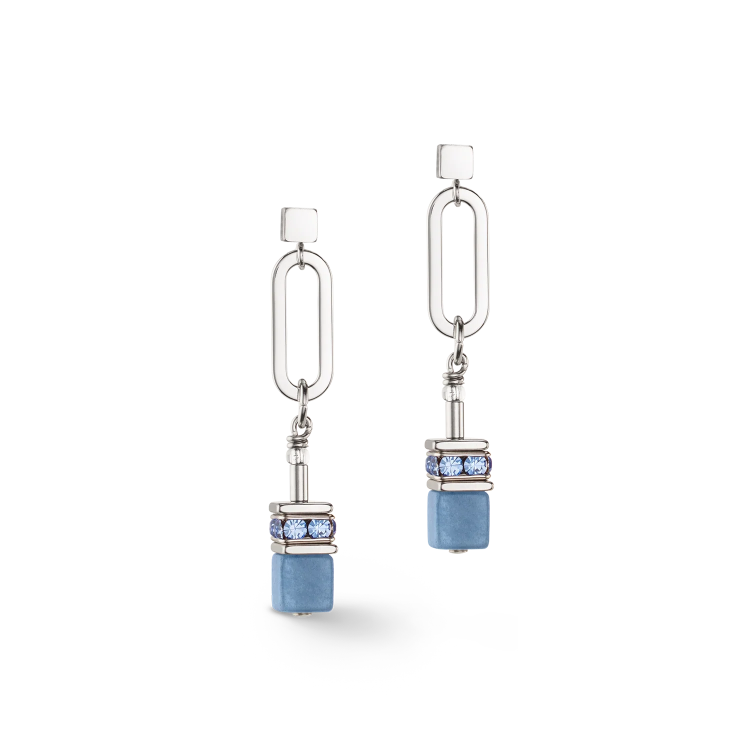 GeoCUBE® Fusion Chain earrings silver blue