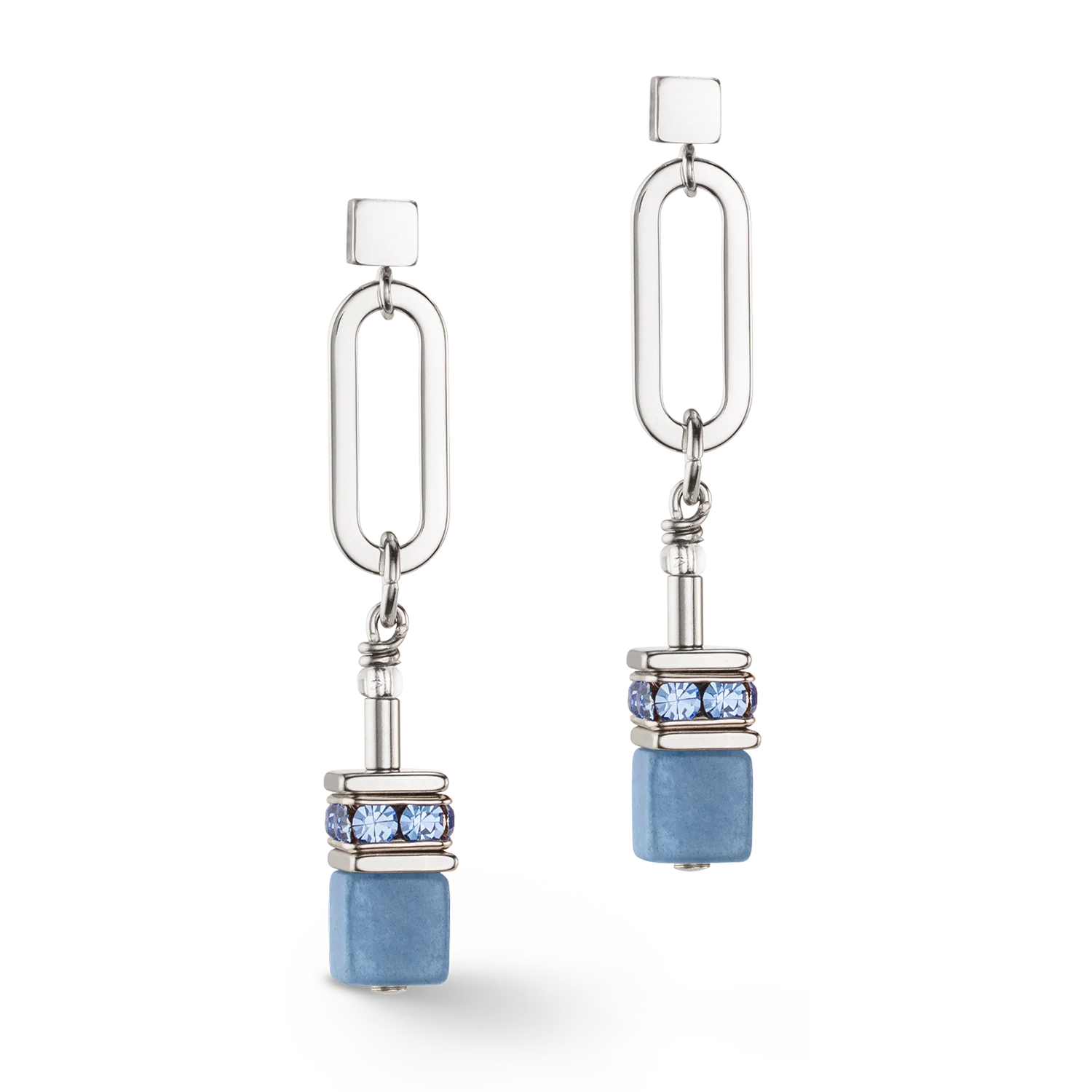 GeoCUBE® Fusion Chain earrings silver blue - Image 2