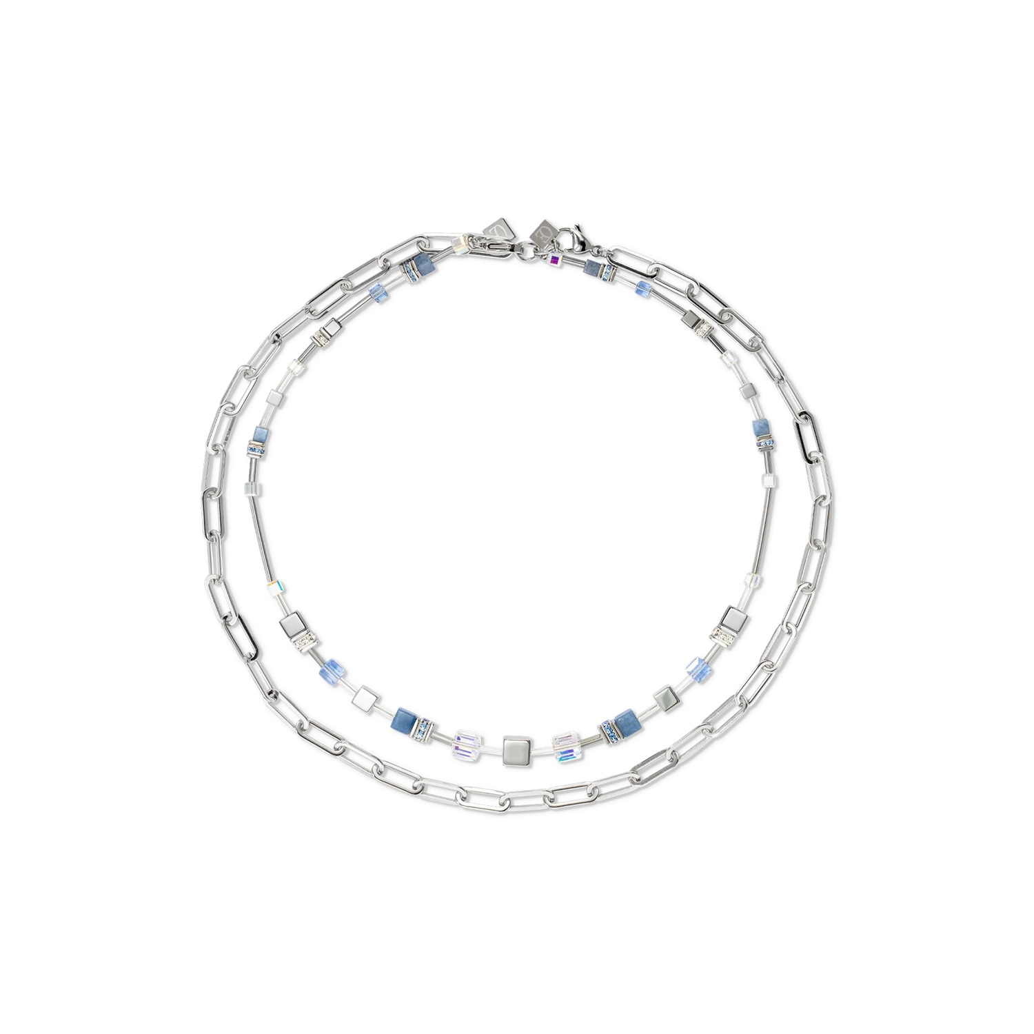 GeoCUBE® Fusion Chain necklace silver blue