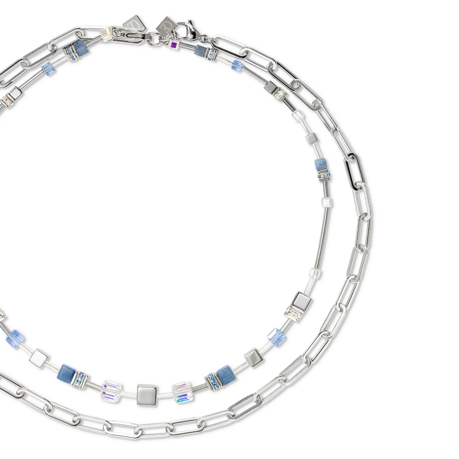 GeoCUBE® Fusion Chain necklace silver blue - Image 2