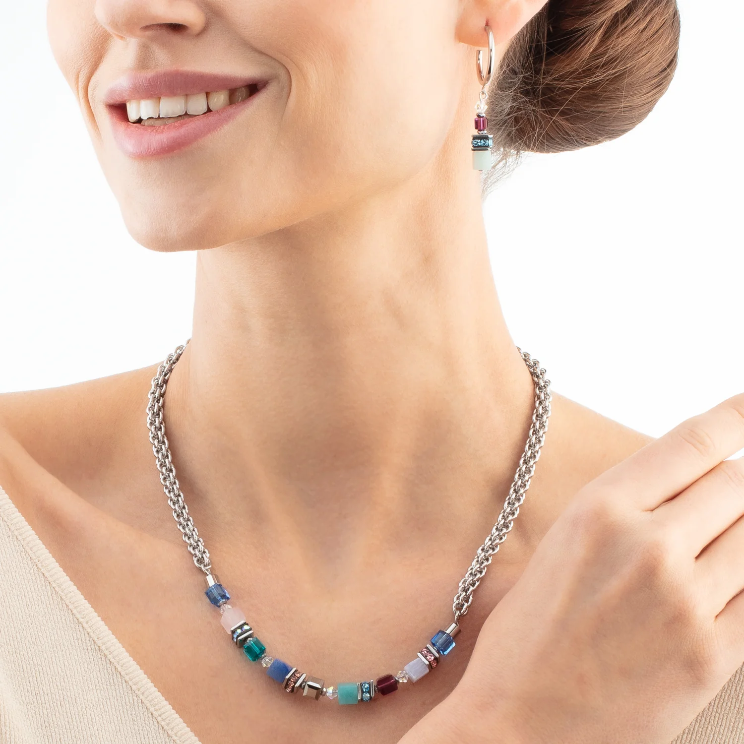 GeoCUBE® Fusion Summer hoop earrings silver-couture - Image 4