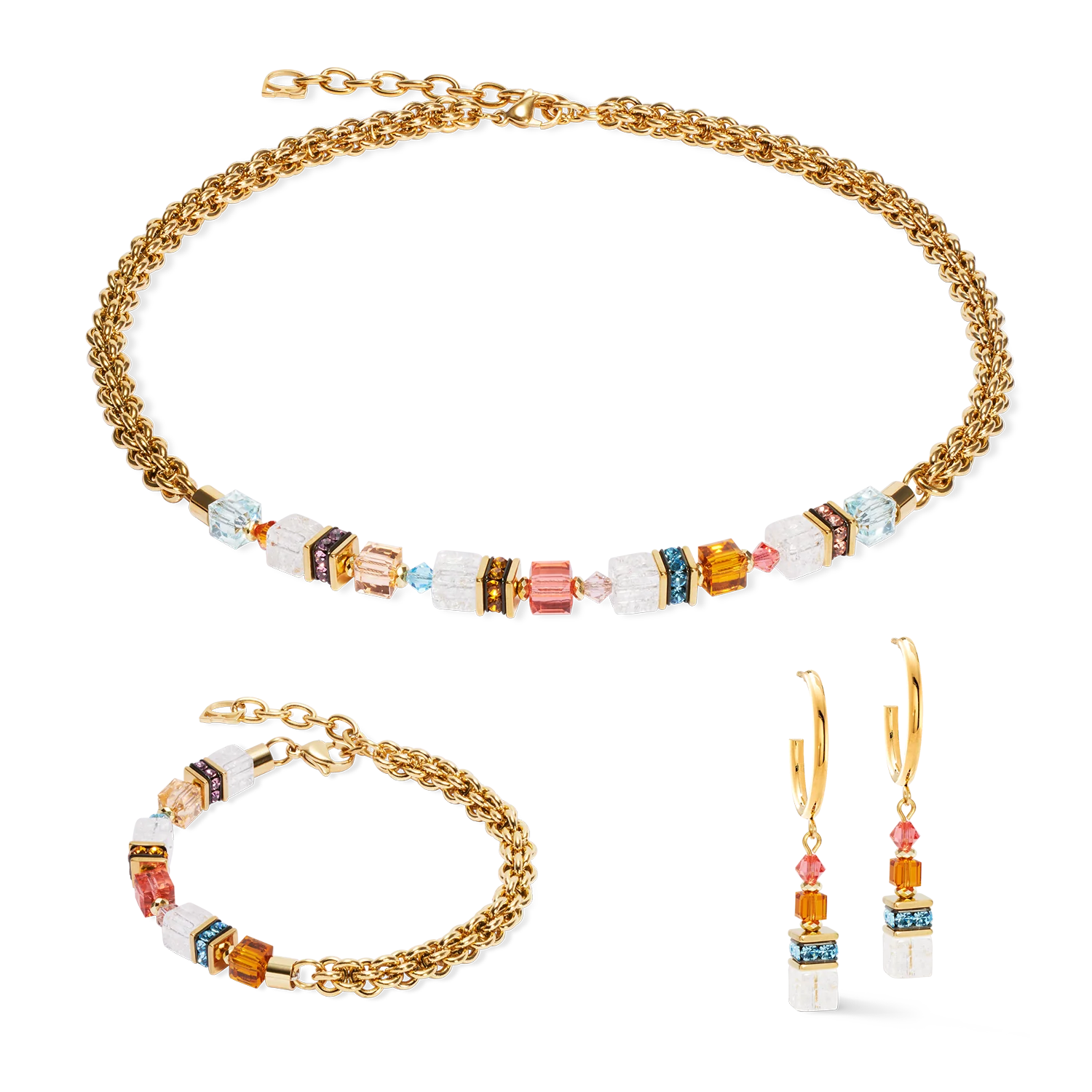 GeoCUBE® Fusion Summer necklace gold-sunset - Image 3