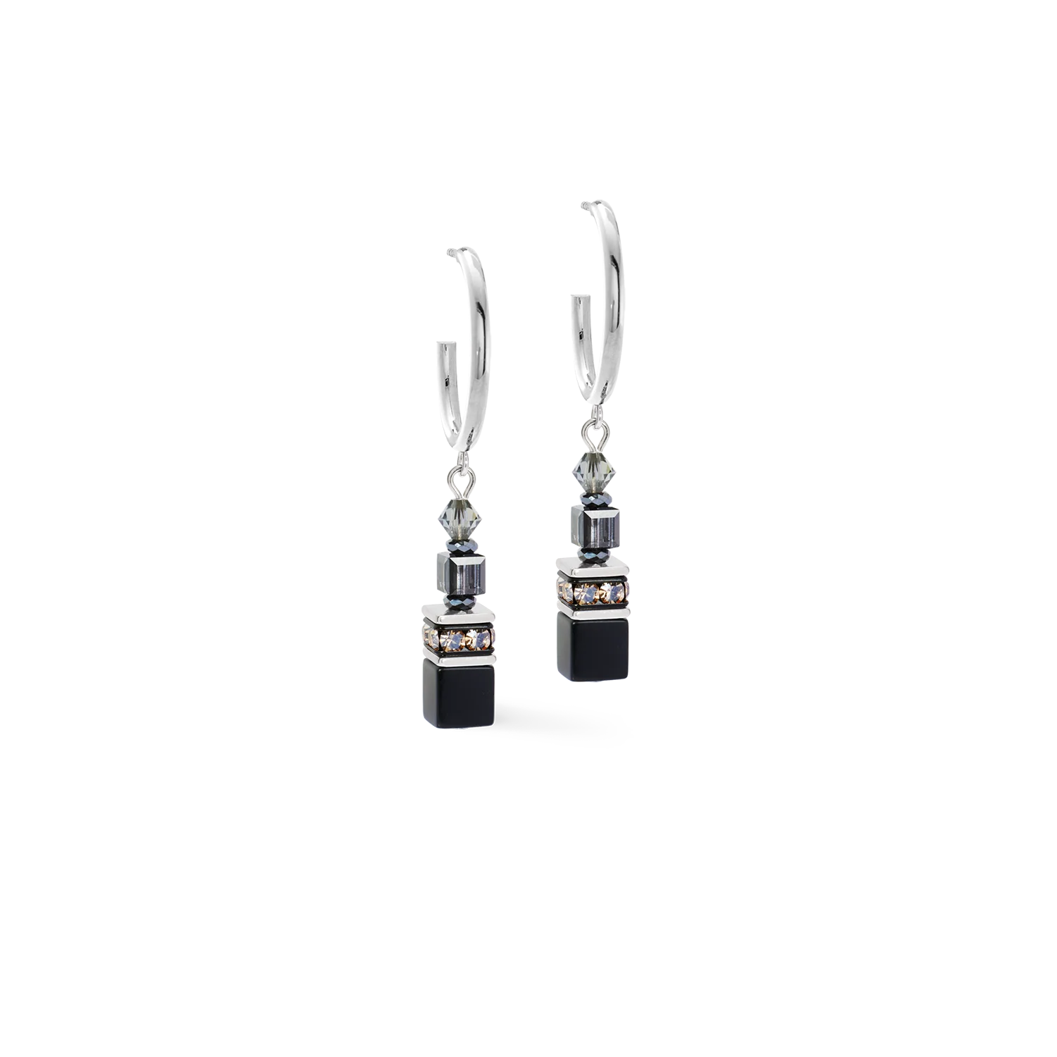 GeoCUBE® Fusion Winter Hoop Earring silver-black