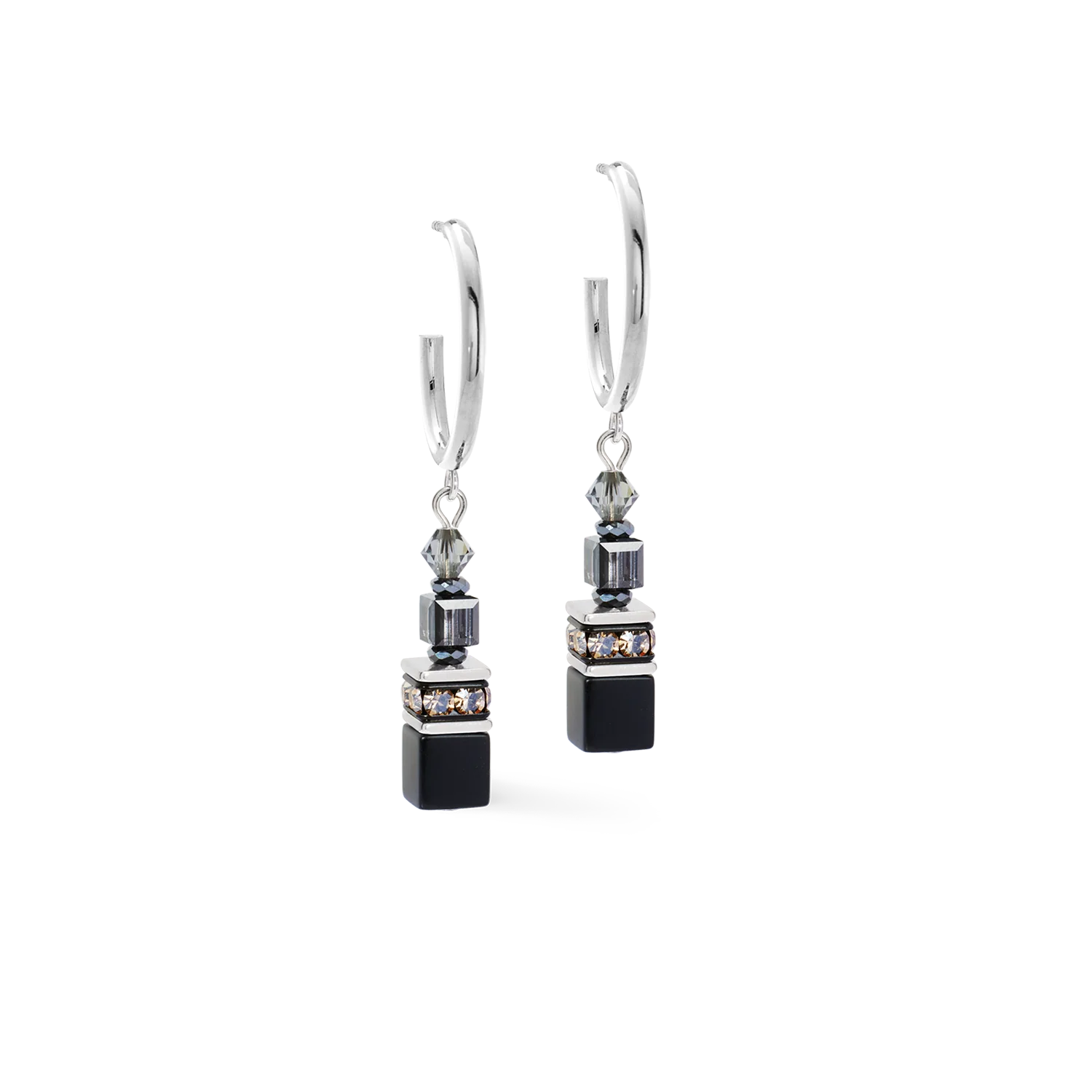 GeoCUBE® Fusion Winter Hoop Earring silver-black - Image 2