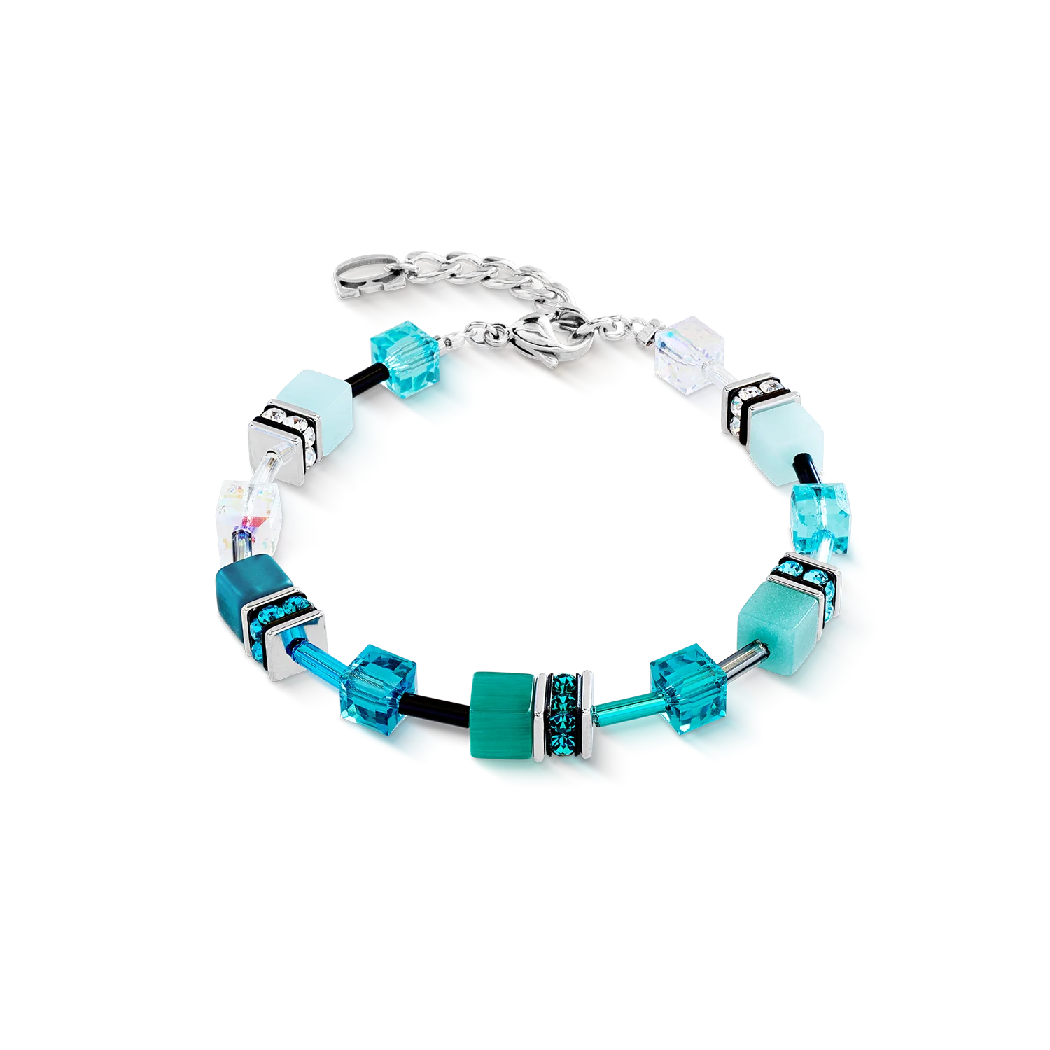 GeoCUBE® Iconic bracelet Teal silver