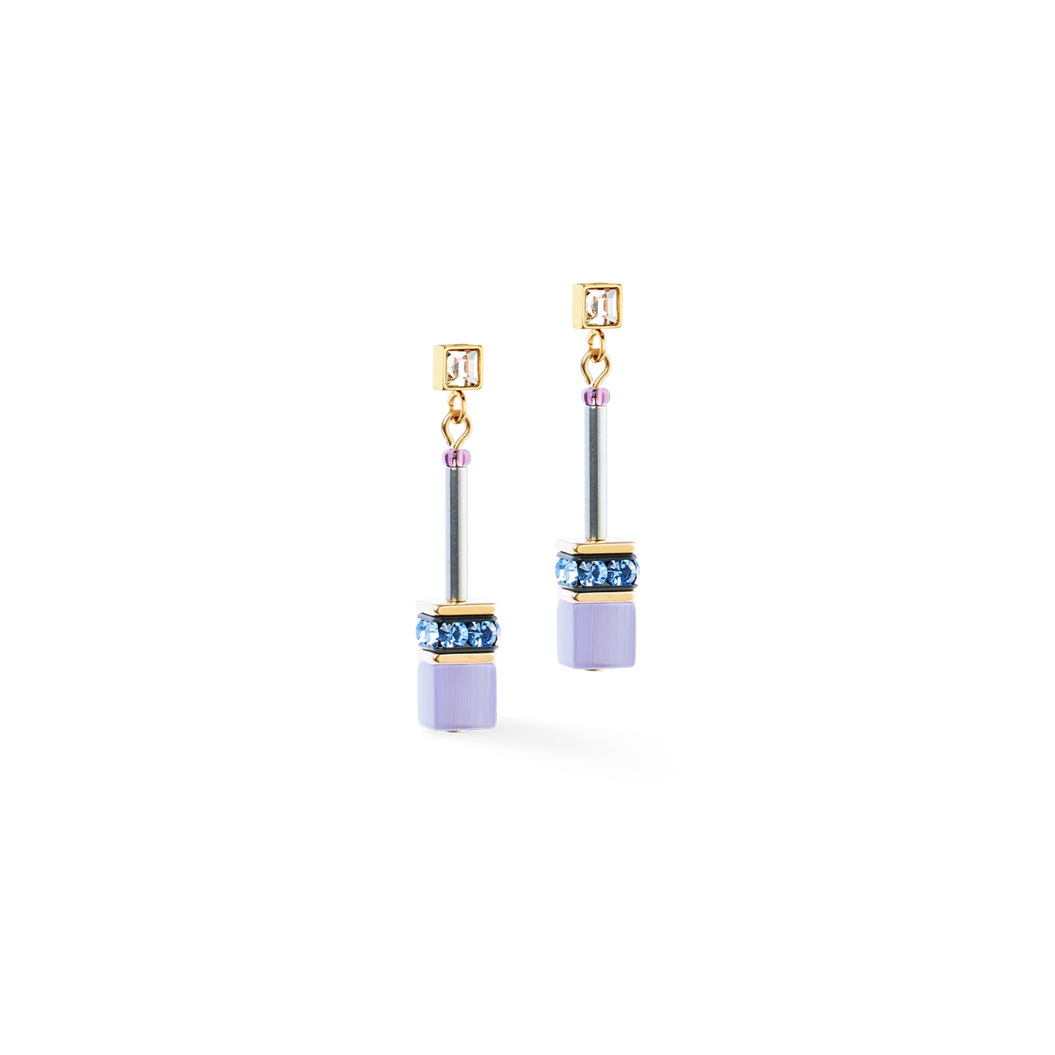 GeoCUBE® Iconic Chain earrings Mystic Orchid gold