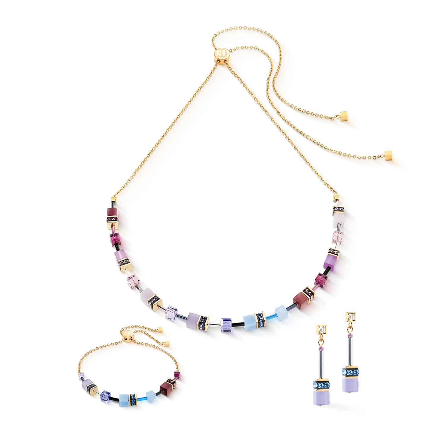 GeoCUBE® Iconic Chain earrings Mystic Orchid gold - Image 3