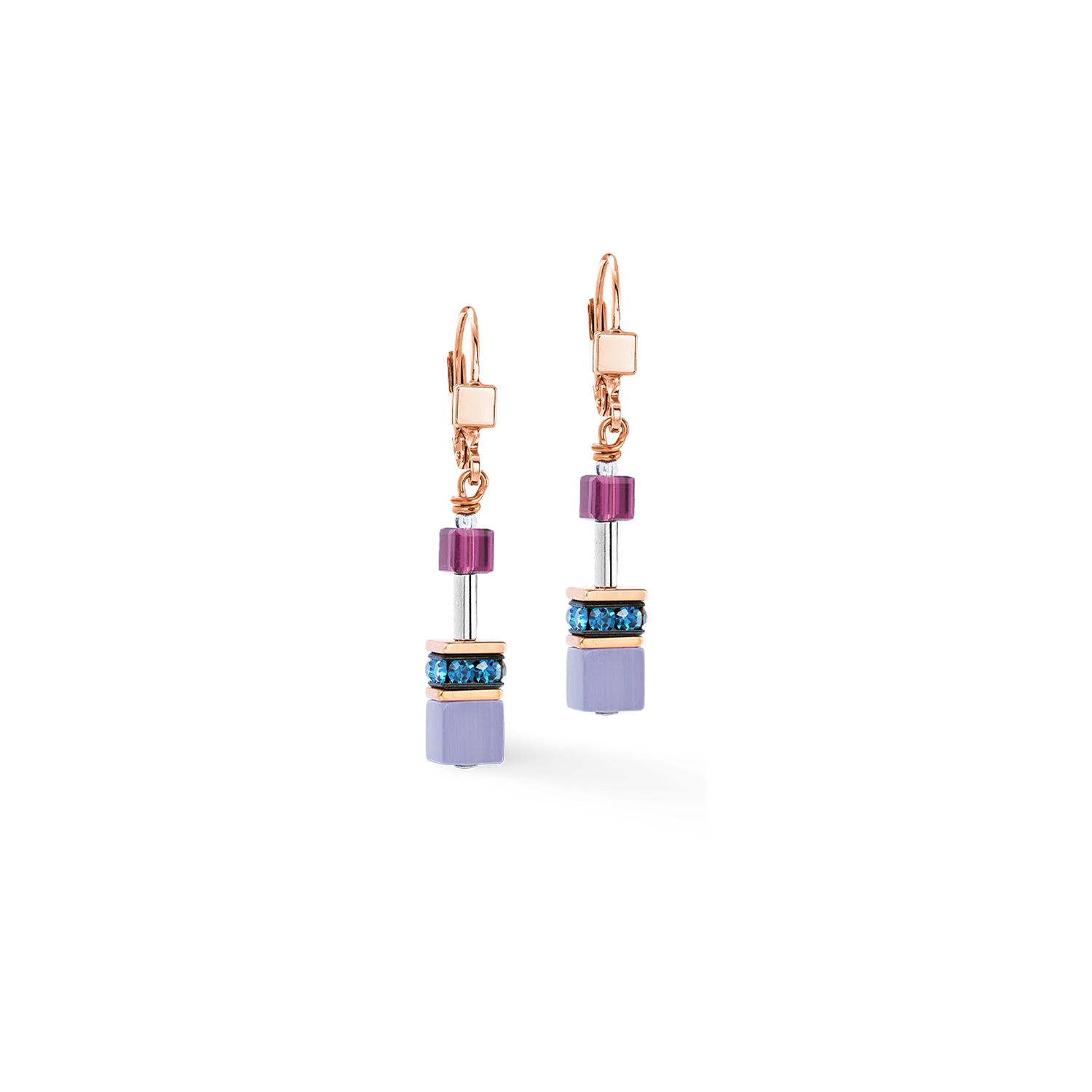 GeoCUBE® Iconic earrings Blue Moon rose gold
