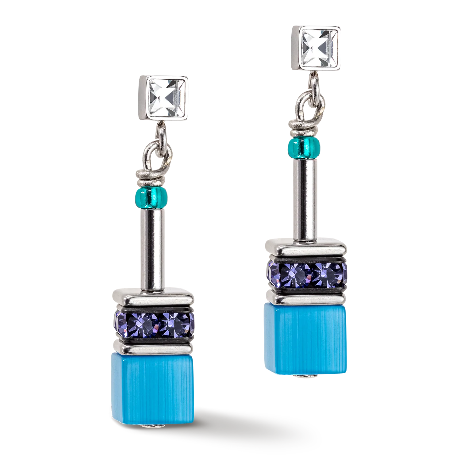 GeoCUBE® Iconic earrings turquoise-purple