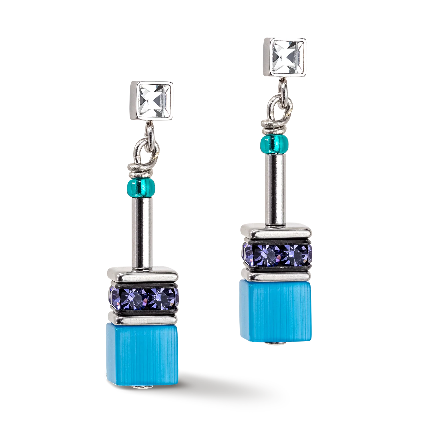 GeoCUBE® Iconic earrings turquoise-purple - Image 2