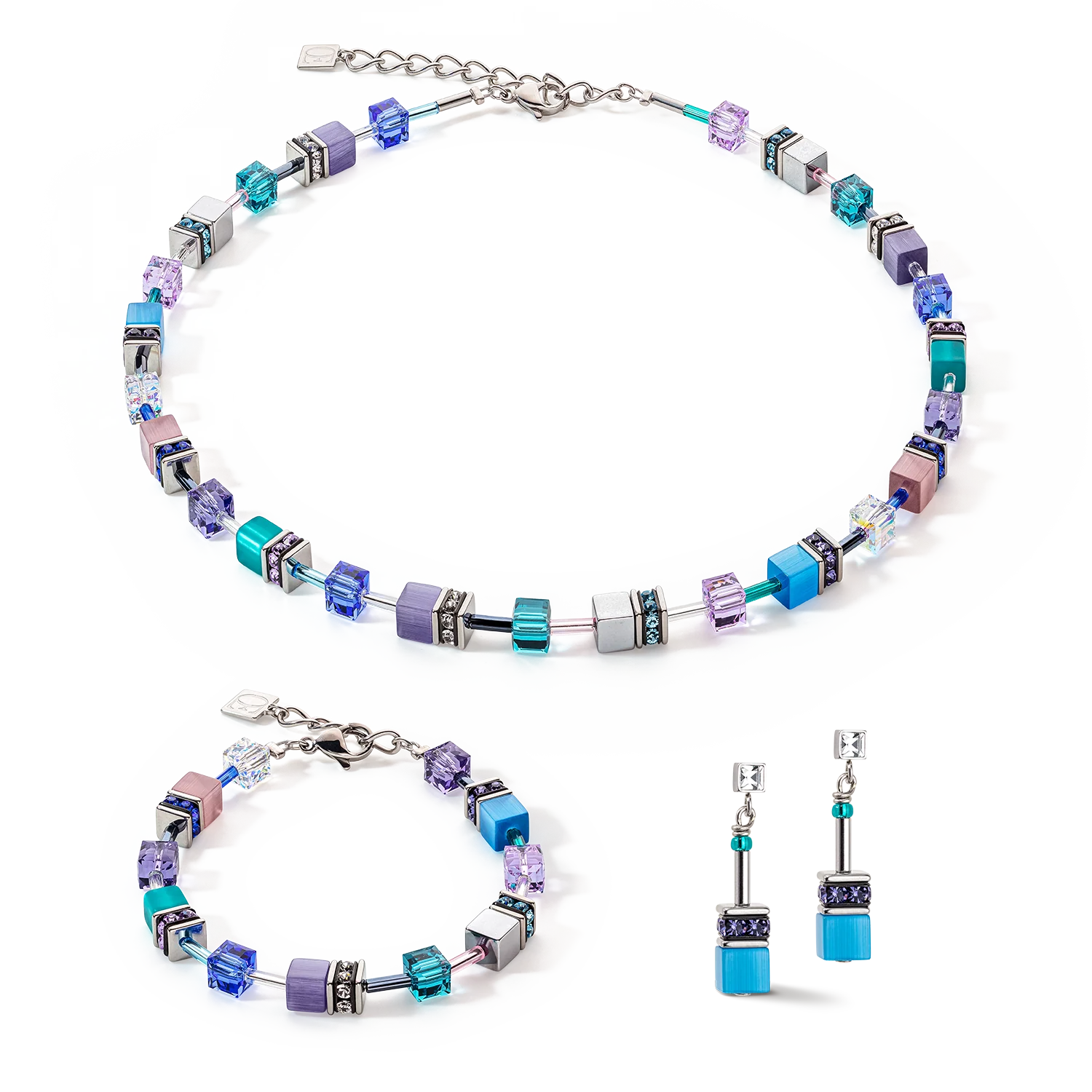 GeoCUBE® Iconic earrings turquoise-purple - Image 3
