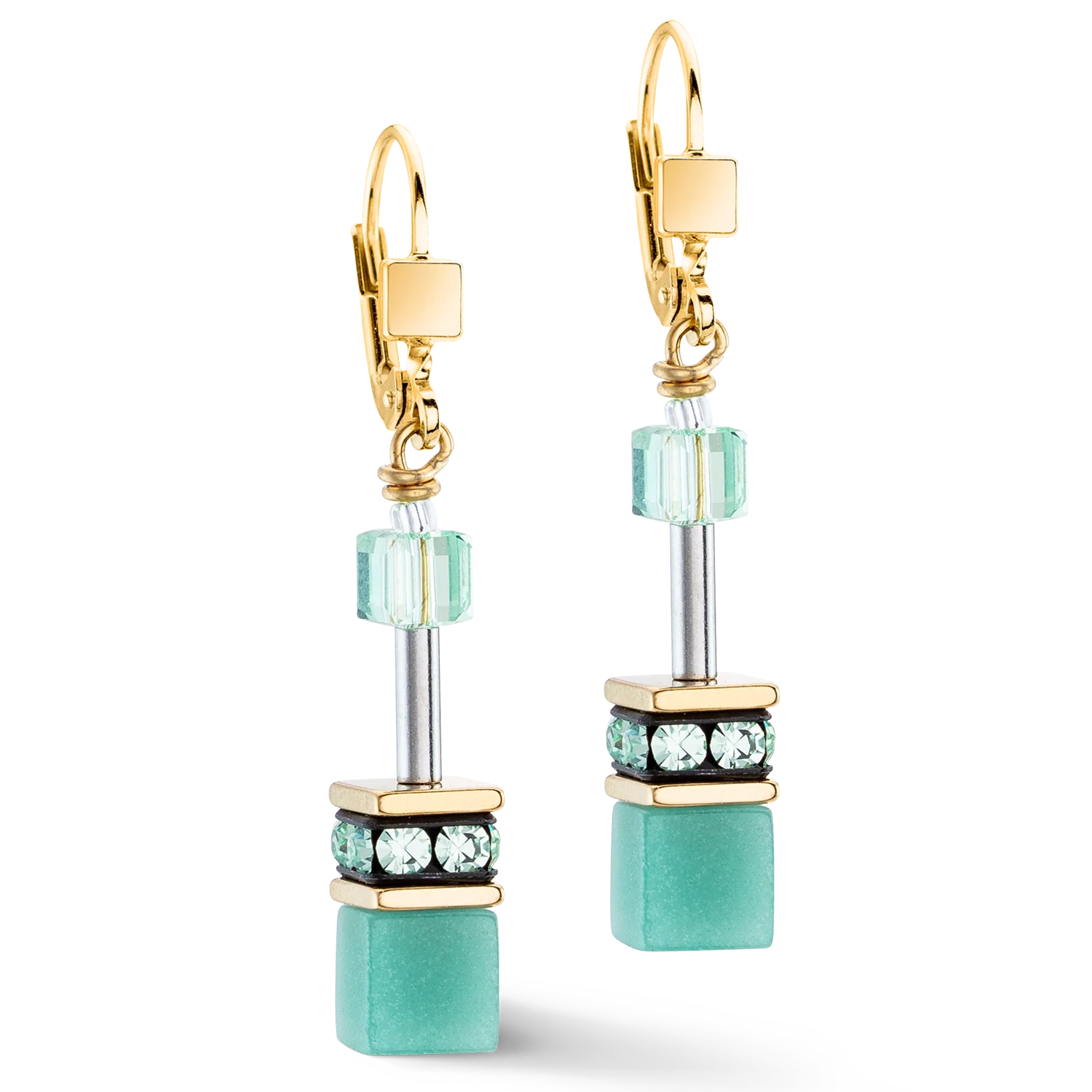 GeoCUBE® Iconic Mono Gold earrings green - Image 2