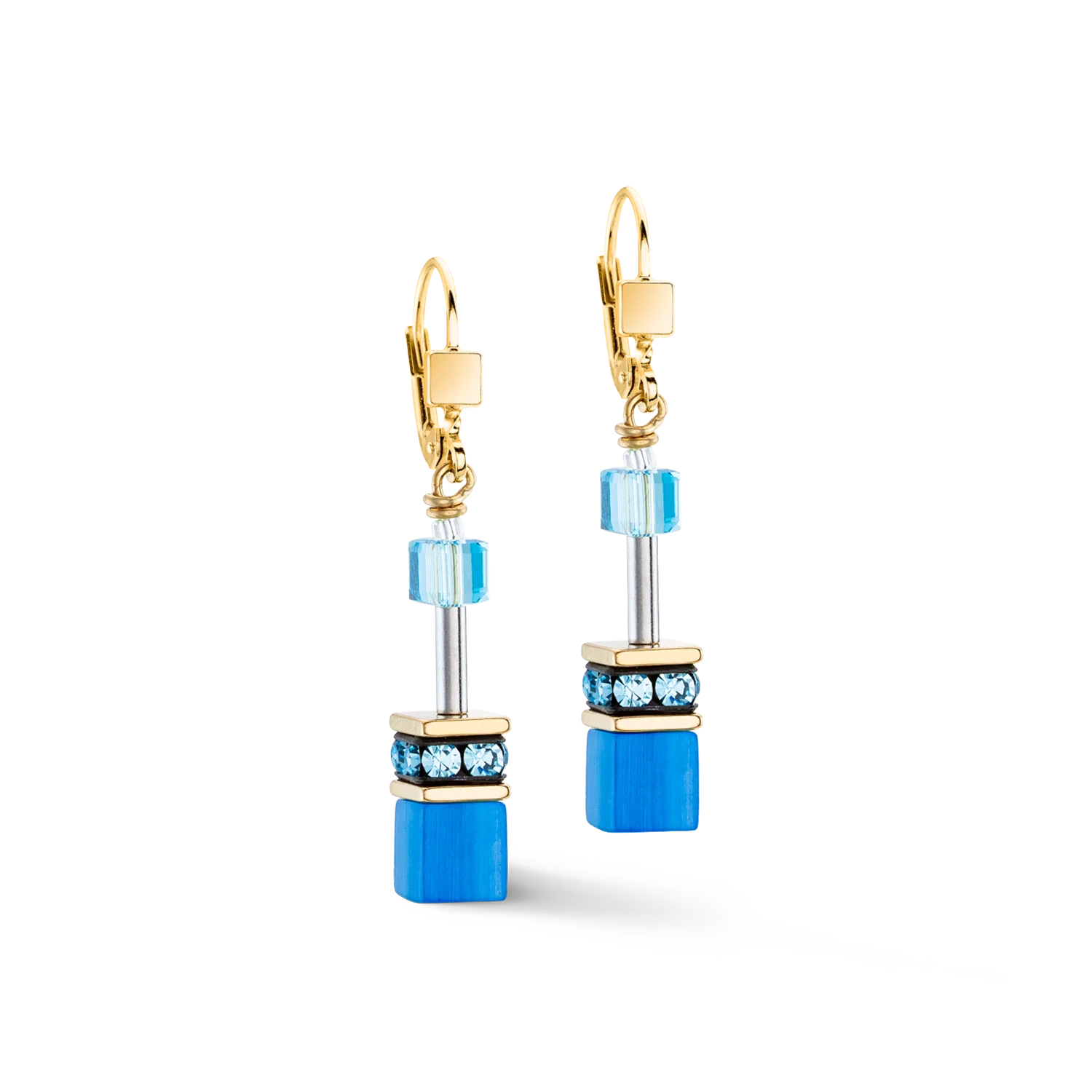 GeoCUBE® Iconic Mono Gold earrings turquoise