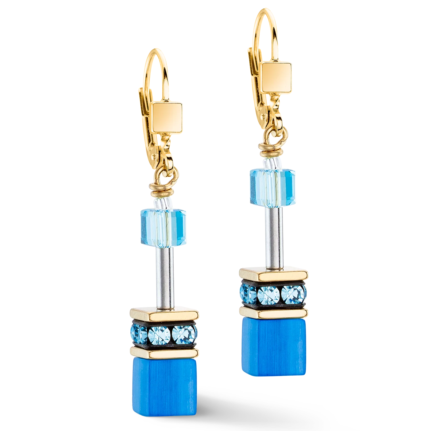 GeoCUBE® Iconic Mono Gold earrings turquoise - Image 2